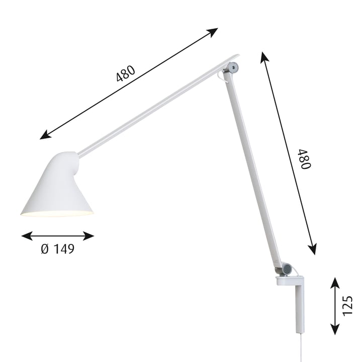 Lampada da parete a braccio lungo NJP - Bianco - Louis Poulsen