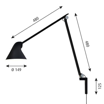 Lampada da parete a braccio lungo NJP - Nero - Louis Poulsen