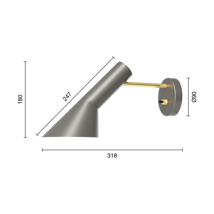 Lampada da parete AJ installazione fissa, Brass-warm grey Louis Poulsen