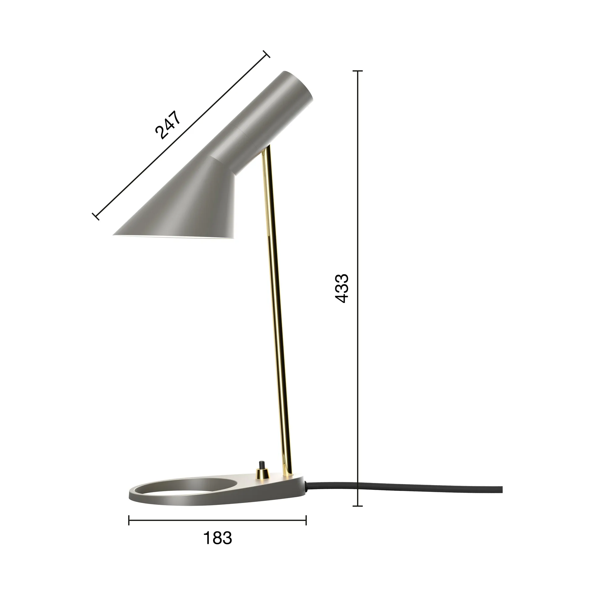 Lampada da tavolo AJ MINI, Brass-warm grey Louis Poulsen