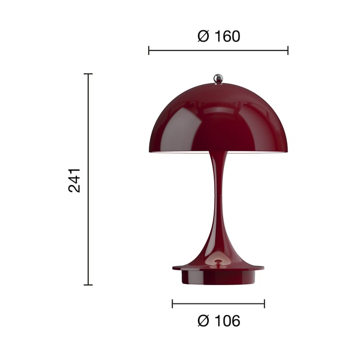 Lampada da tavolo Panthella 160 portable, Opaque burgundy Louis Poulsen