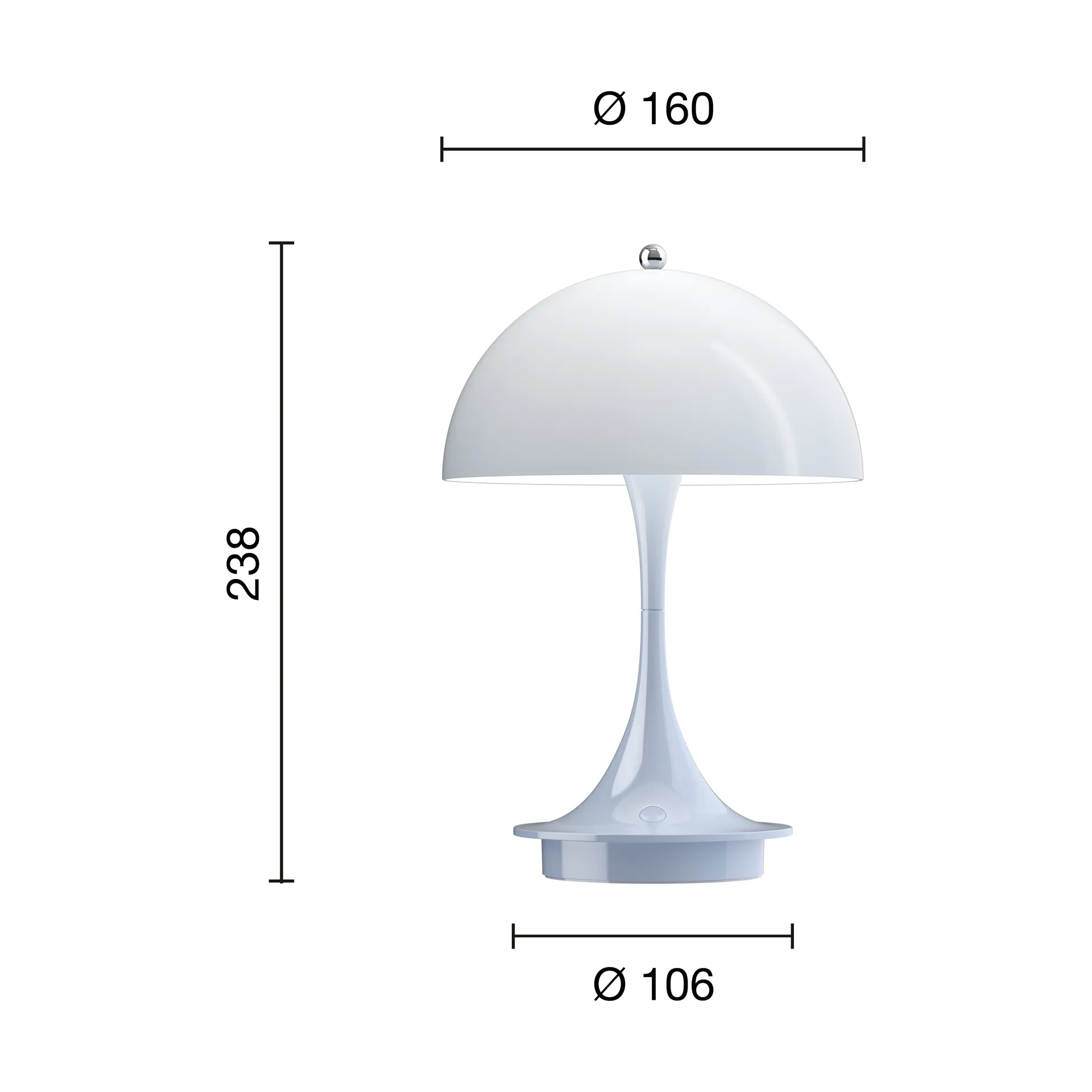 Lampada da tavolo Panthella 160 Portable v3, Opal pale blue Louis Poulsen