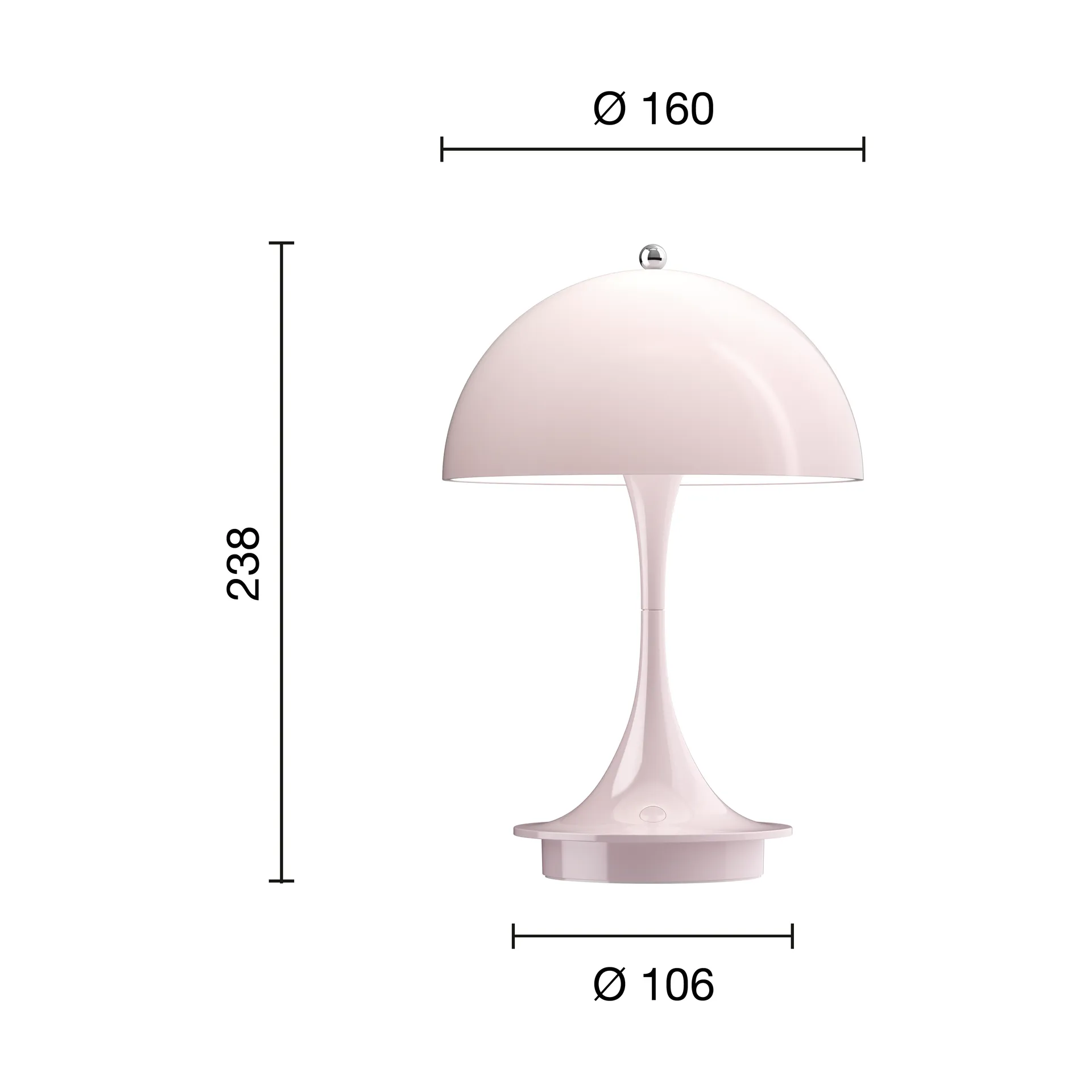 Lampada da tavolo Panthella 160 Portable v3, Opal pale rose Louis Poulsen