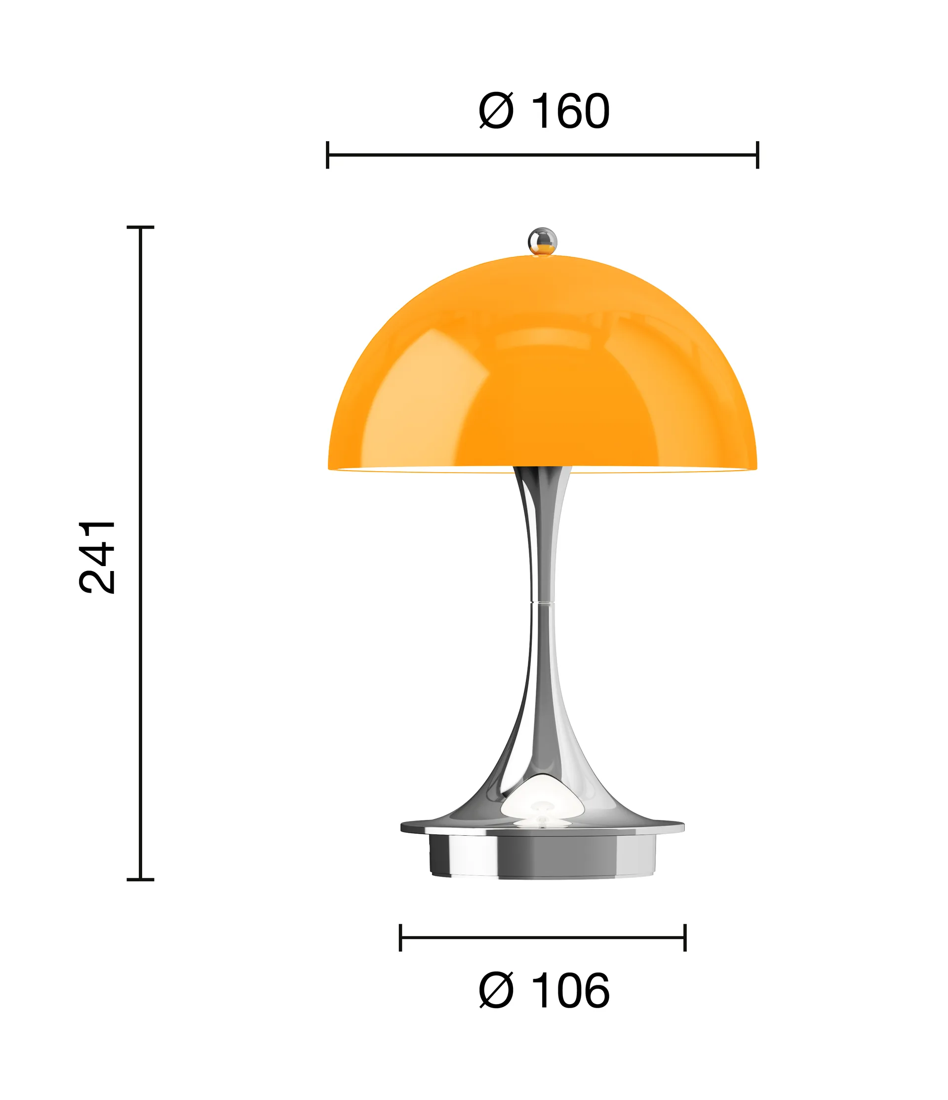 Lampada da tavolo Panthella 160 Portable v3, Original Opal Orange Louis Poulsen