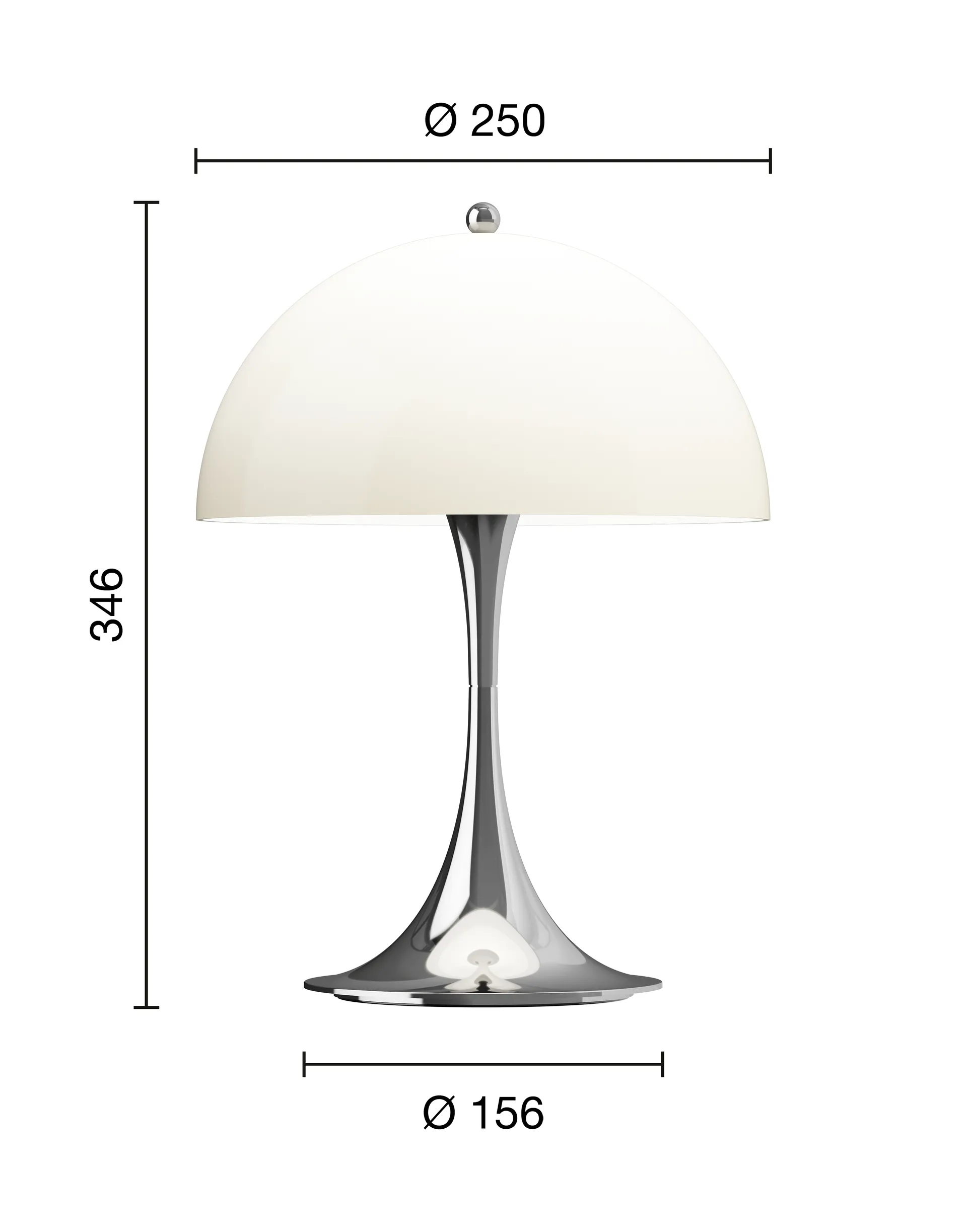 Lampada da tavolo Panthella 250 portable, Chrome opal beige Louis Poulsen