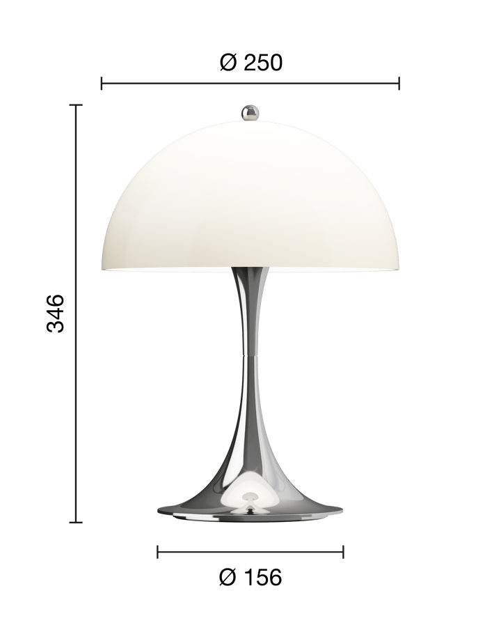 Lampada da tavolo Panthella 250 portable, Chrome opal beige Louis Poulsen