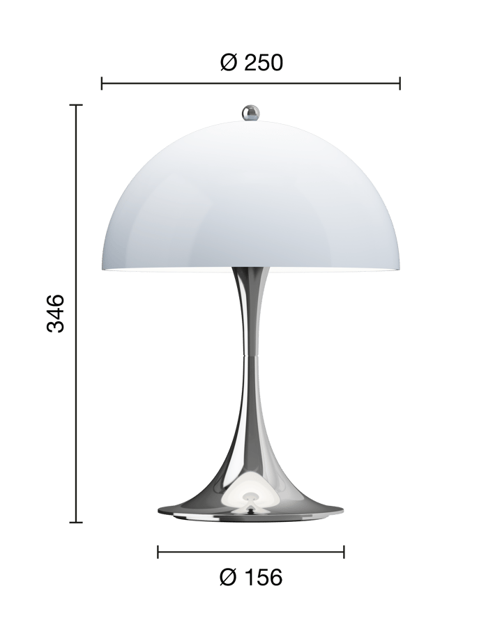 Lampada da tavolo Panthella 250 portable, Chrome opal blue grey Louis Poulsen
