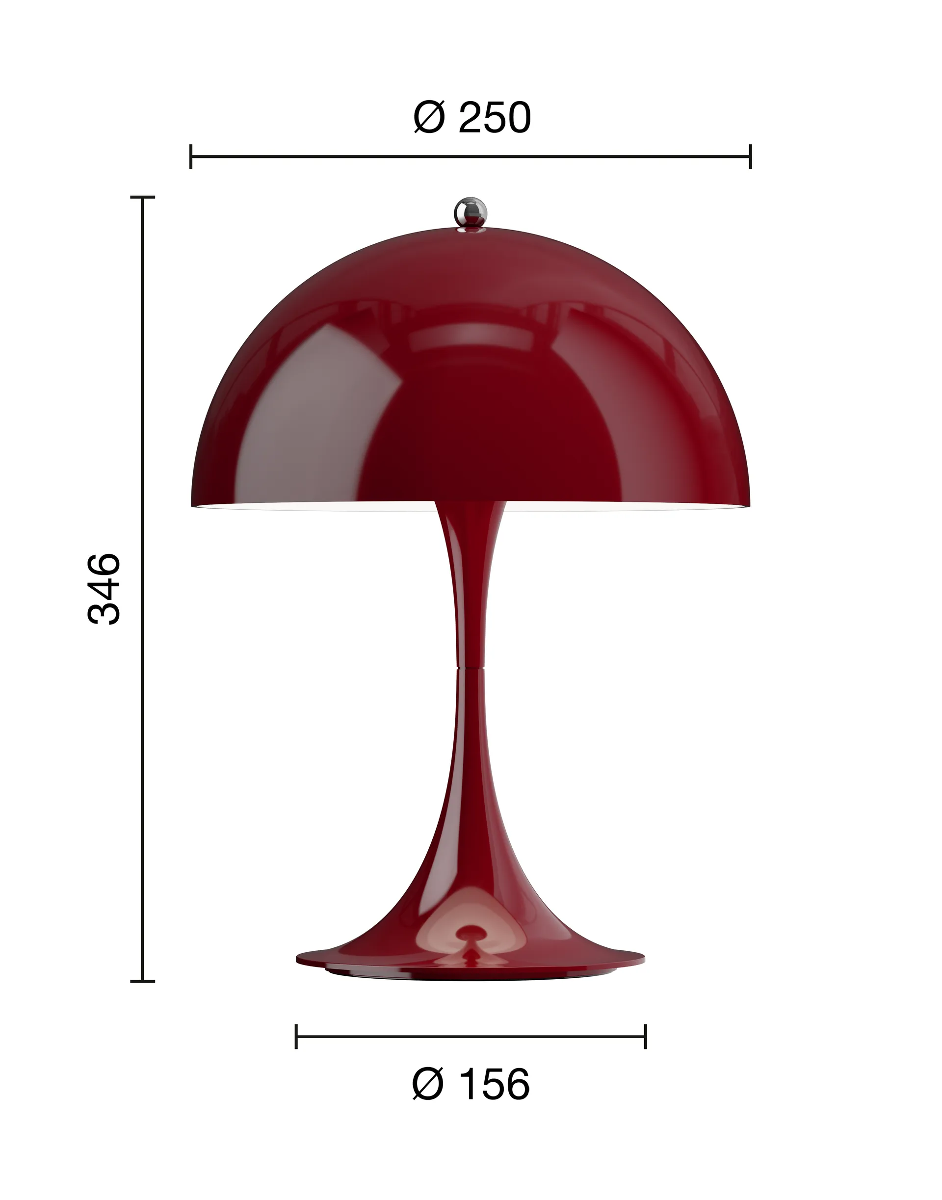 Lampada da tavolo Panthella 250 portable, Opaque burgundy Louis Poulsen