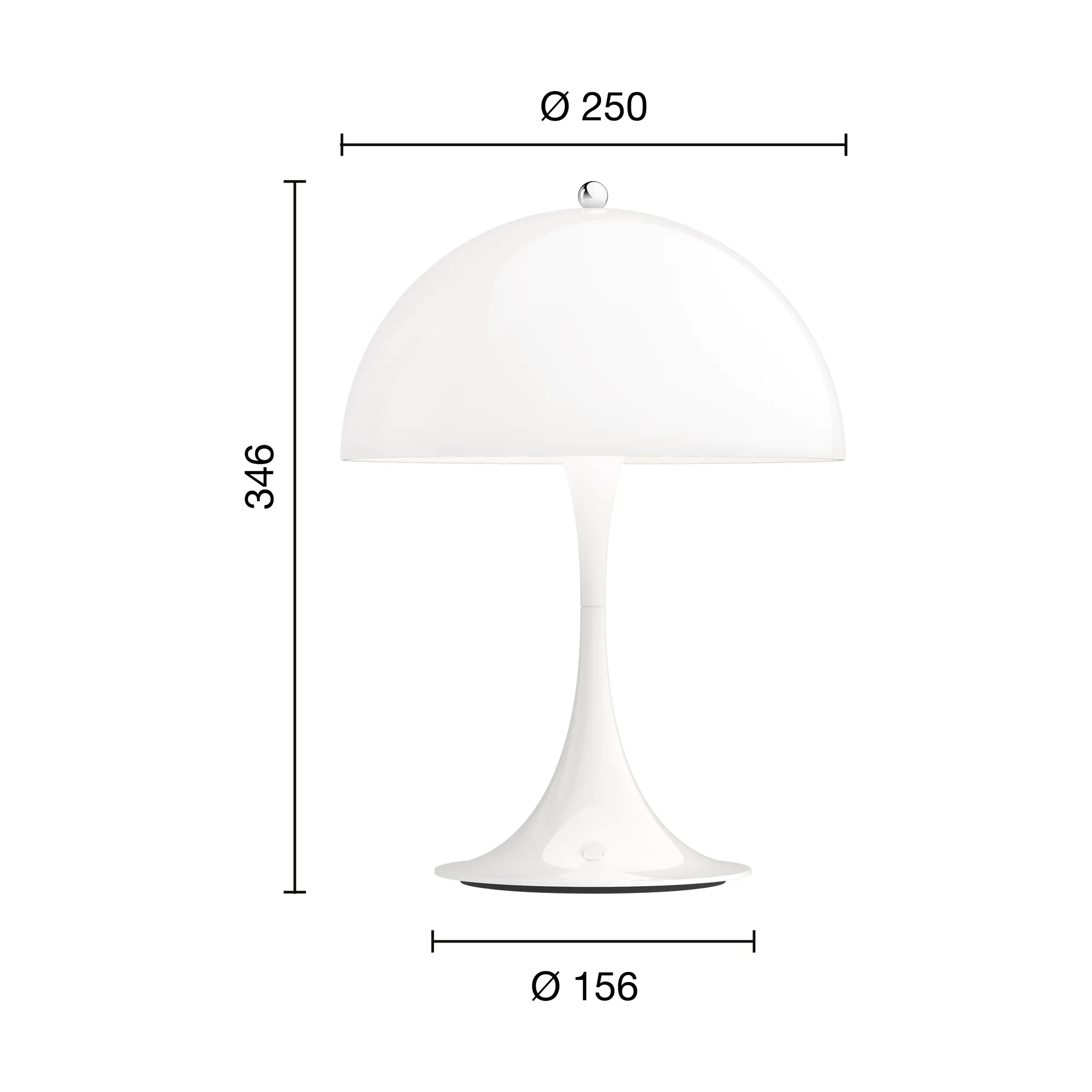 Lampada da tavolo Panthella 250 portable V3, Acrilico bianco opalino Louis Poulsen