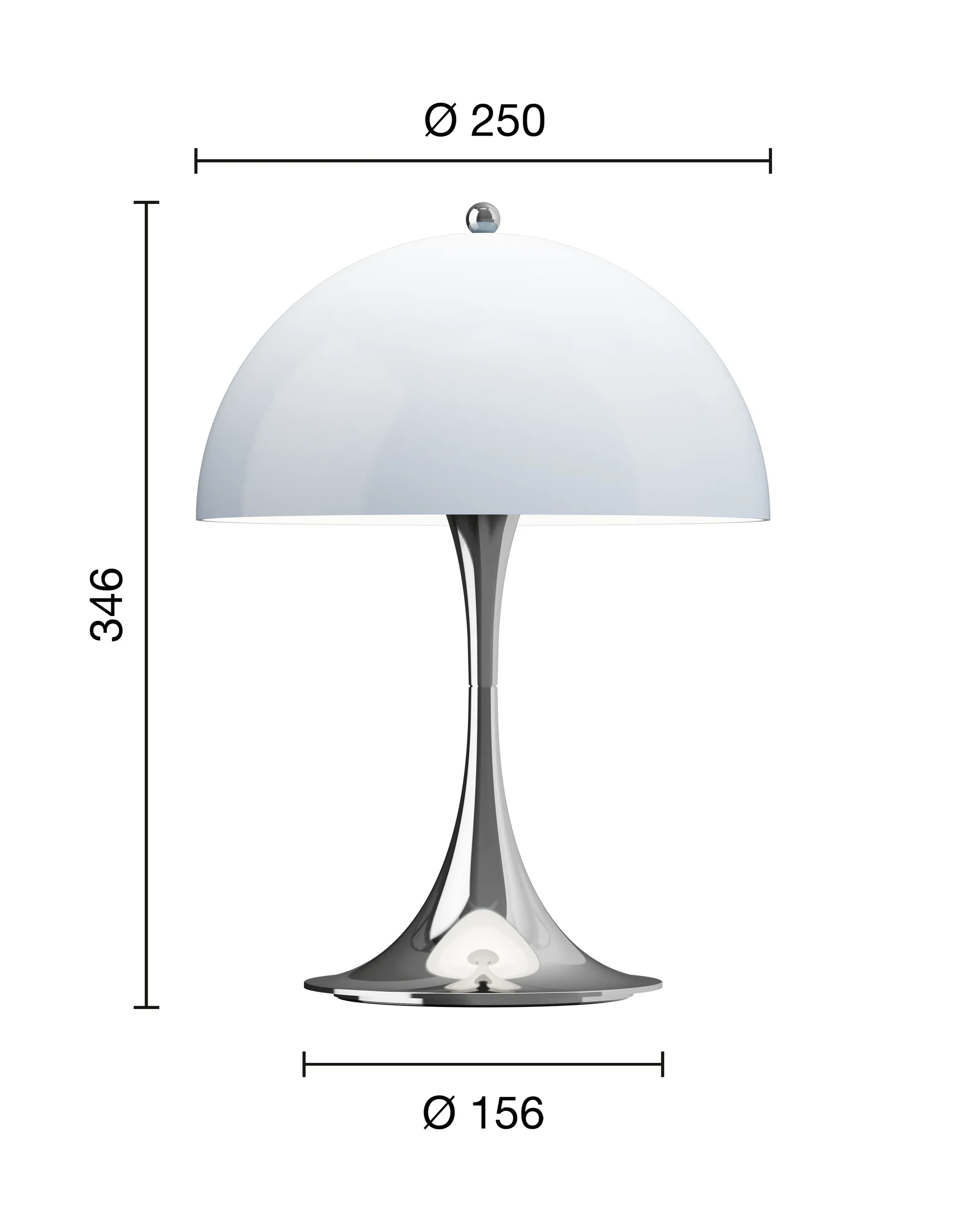Lampada da tavolo Panthella 250 portable V3, Chrome opal blue grey Louis Poulsen