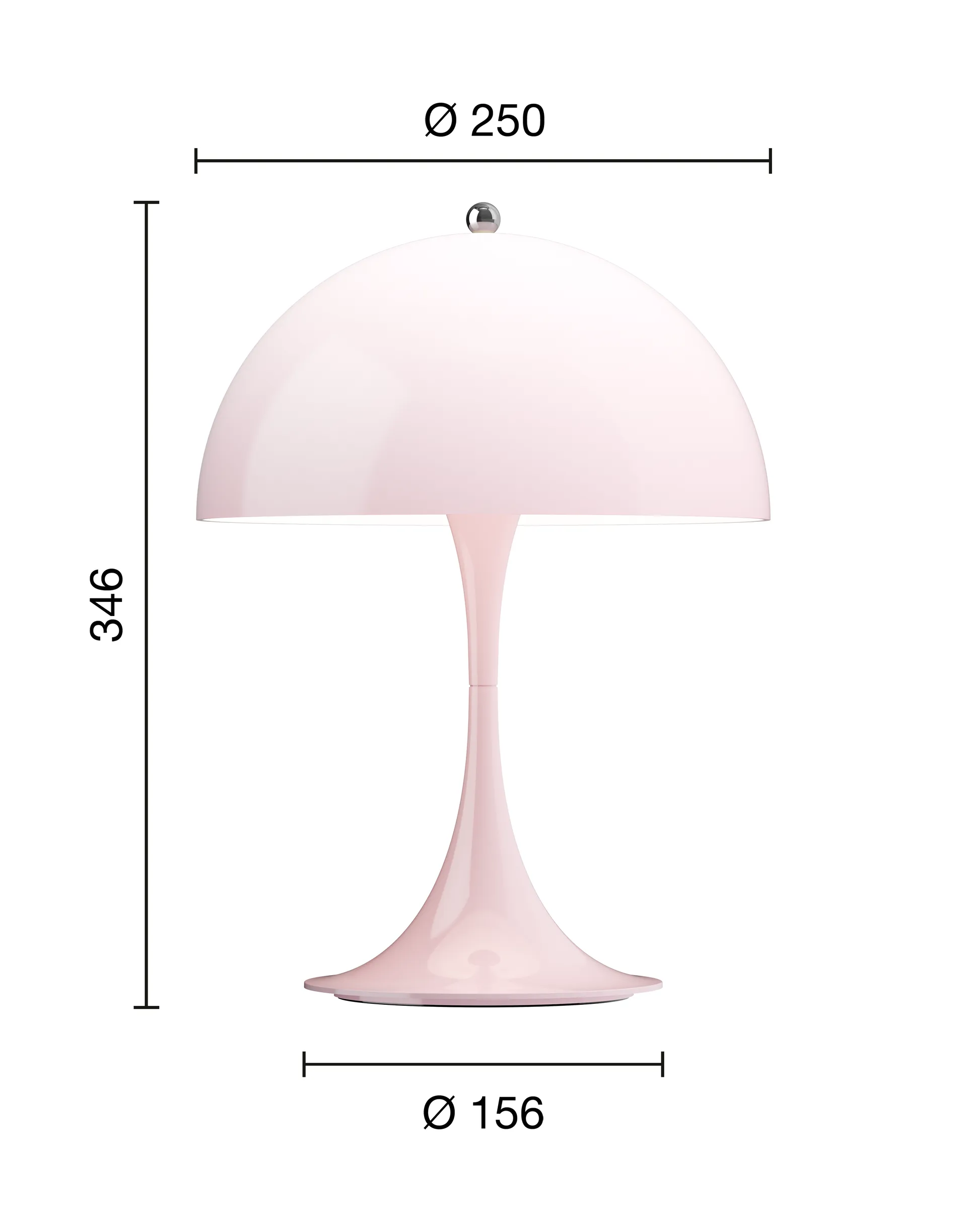 Lampada da tavolo Panthella 250 portable V3, Opal pale rose Louis Poulsen