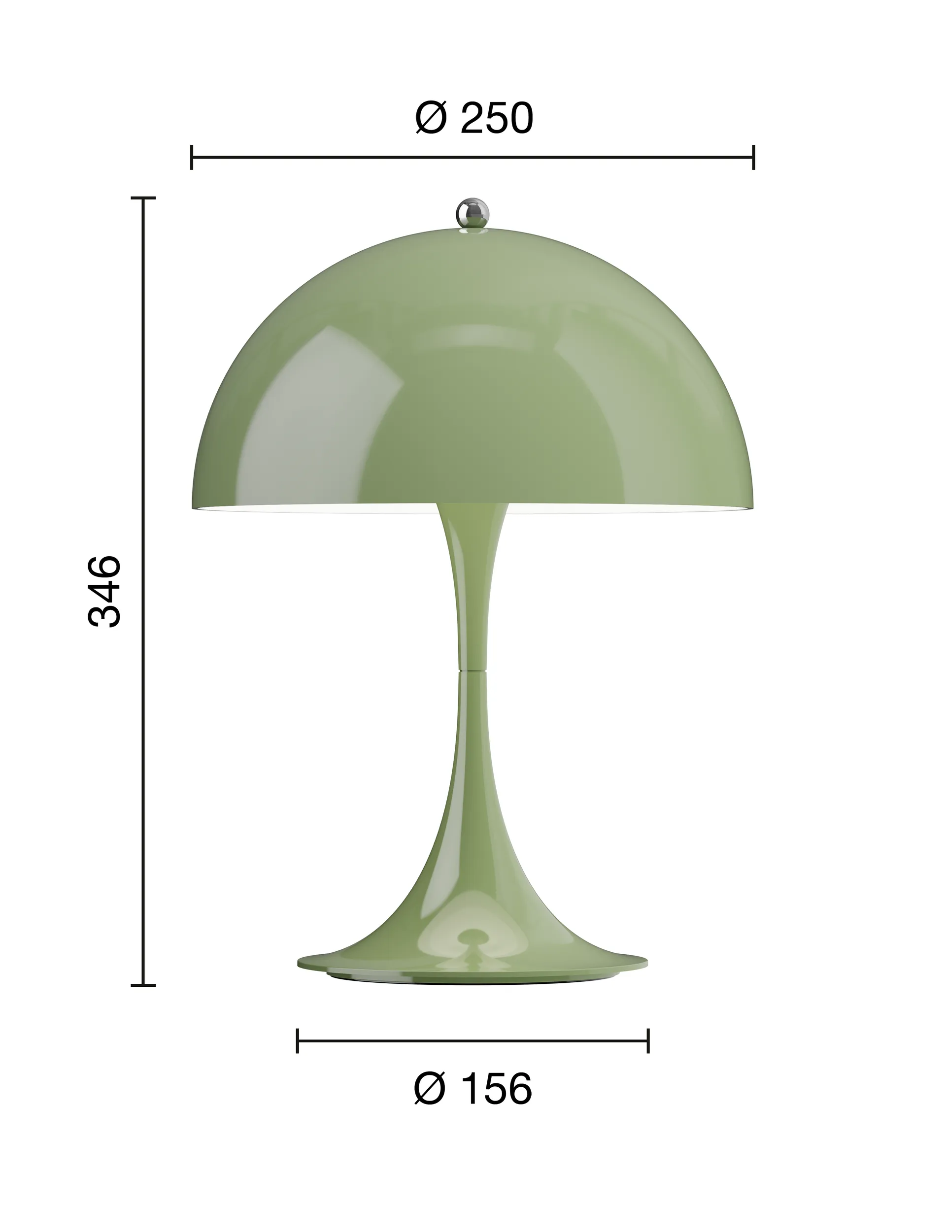 Lampada da tavolo Panthella 250 portable V3, Opaque moss green Louis Poulsen