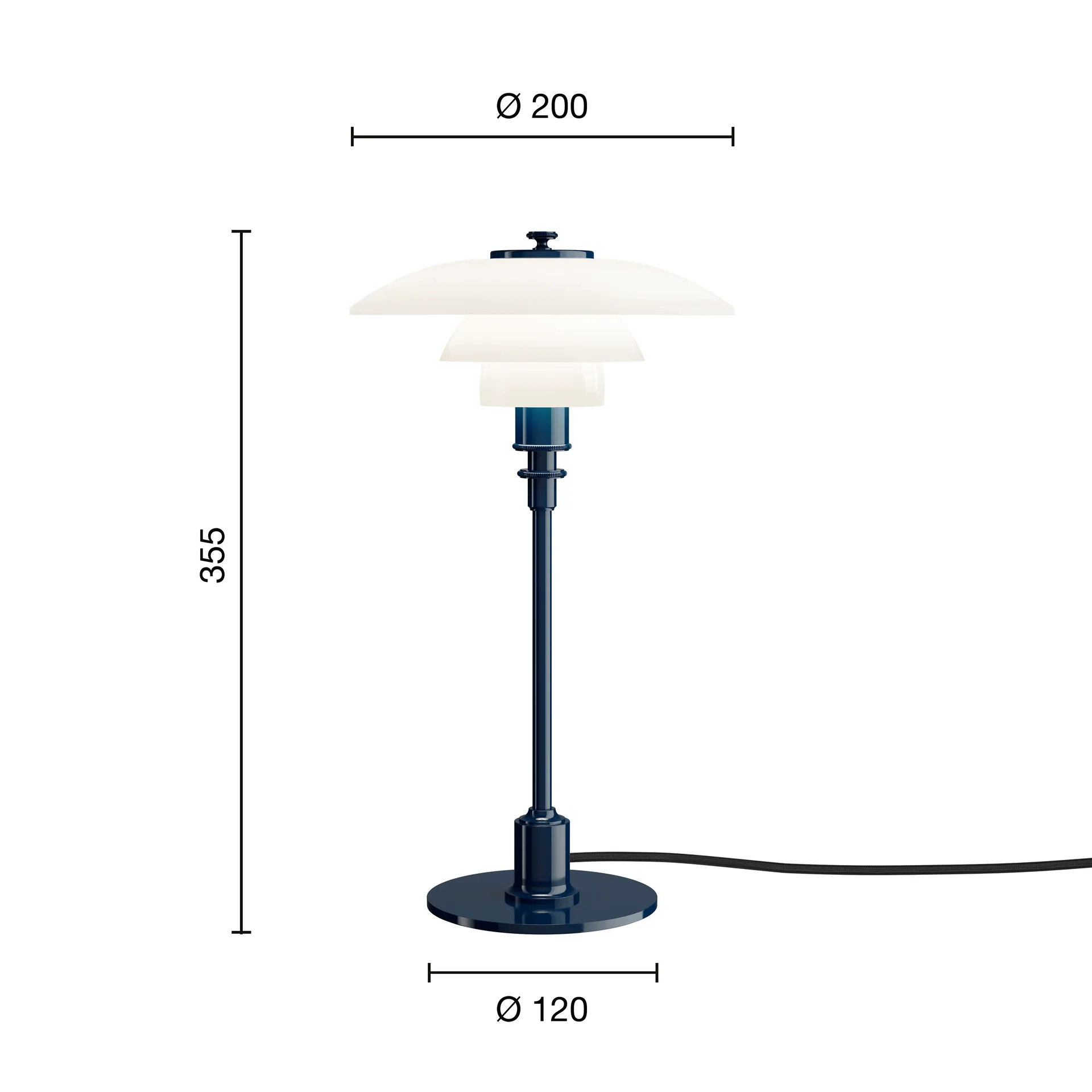 Lampada da tavolo PH 2/1, Blu profondo lucido Louis Poulsen