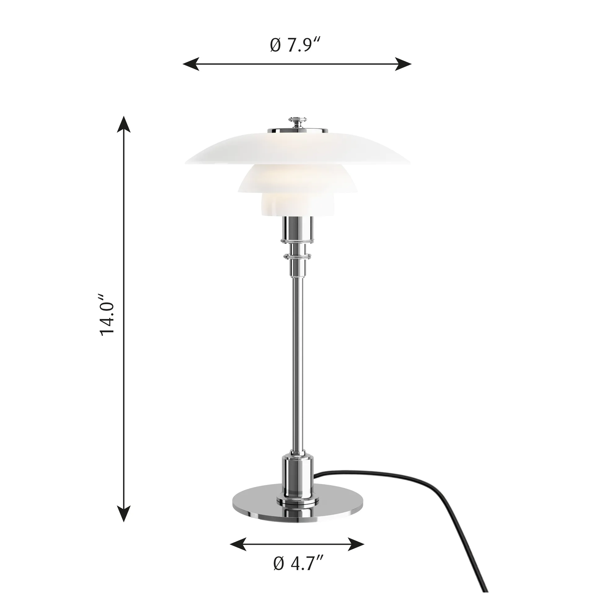 Lampada da tavolo PH 2/1, Cromo Louis Poulsen