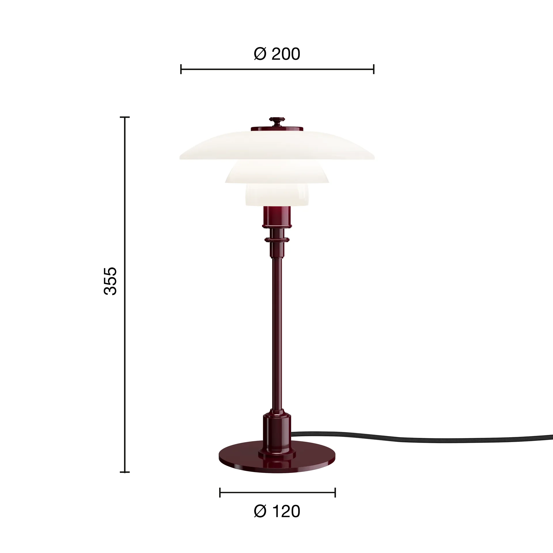 Lampada da tavolo PH 2/1, Lucido burgundy Louis Poulsen