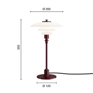 Lampada da tavolo PH 2/1 - Lucido burgundy - Louis Poulsen
