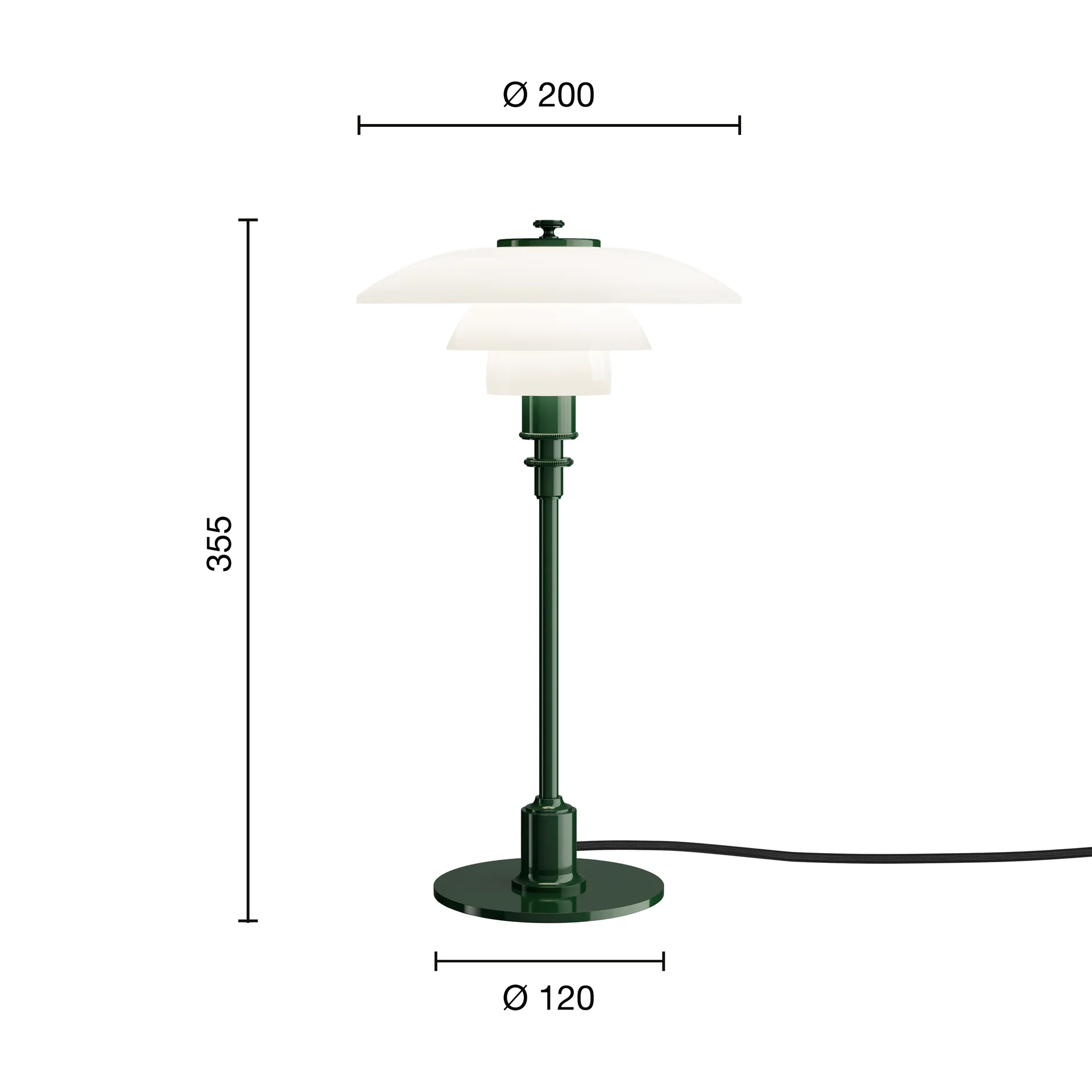 Lampada da tavolo PH 2/1, Verde intenso lucido Louis Poulsen