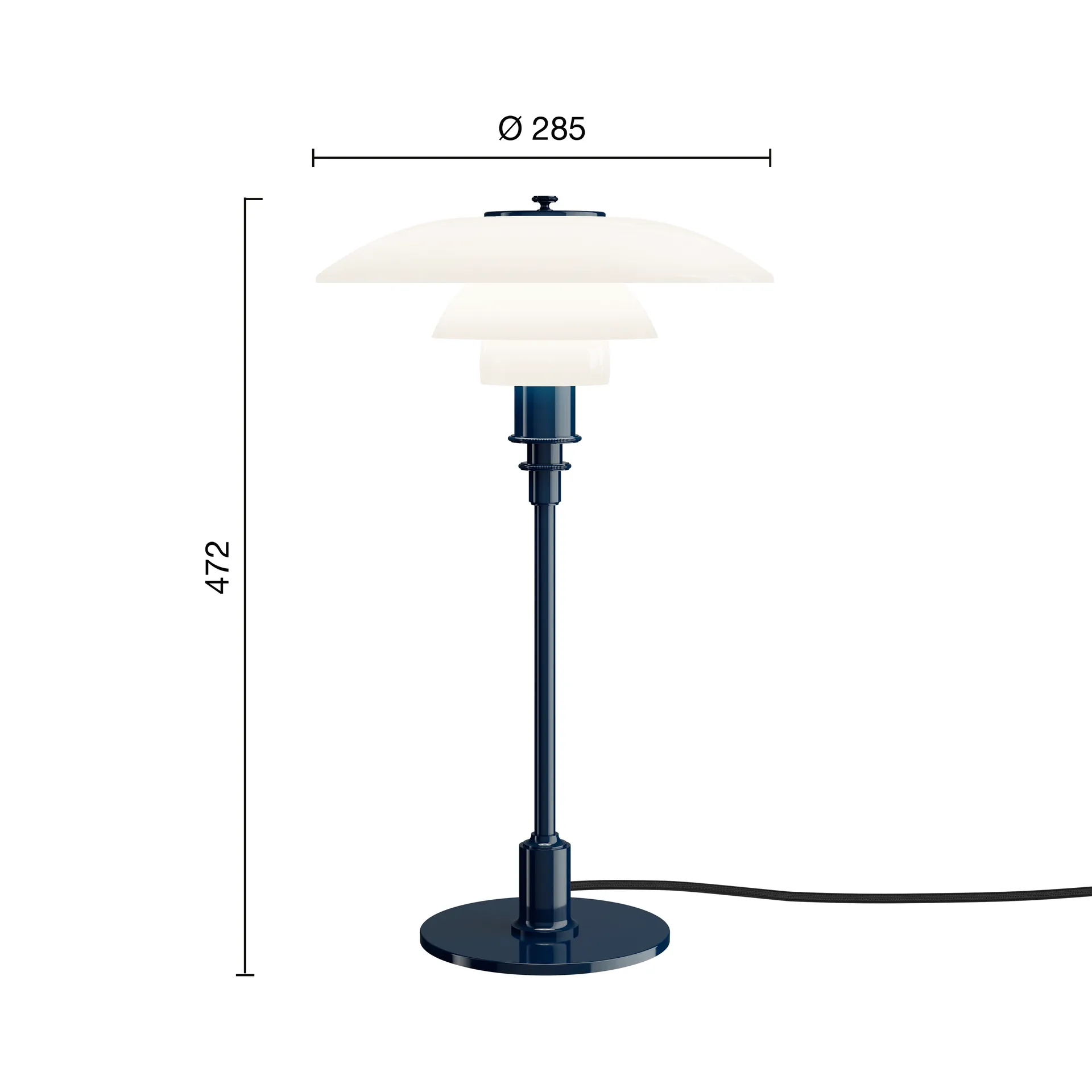 Lampada da tavolo PH 3/2, Blu profondo lucido Louis Poulsen