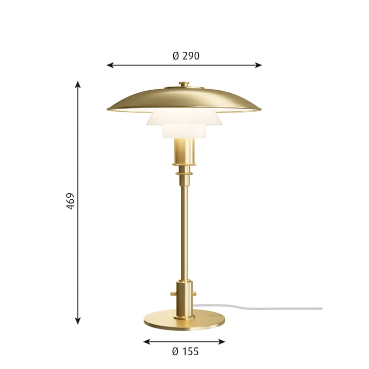 Lampada da tavolo PH 3/2 Limited Edition, Ottone-vetro opalino Louis Poulsen