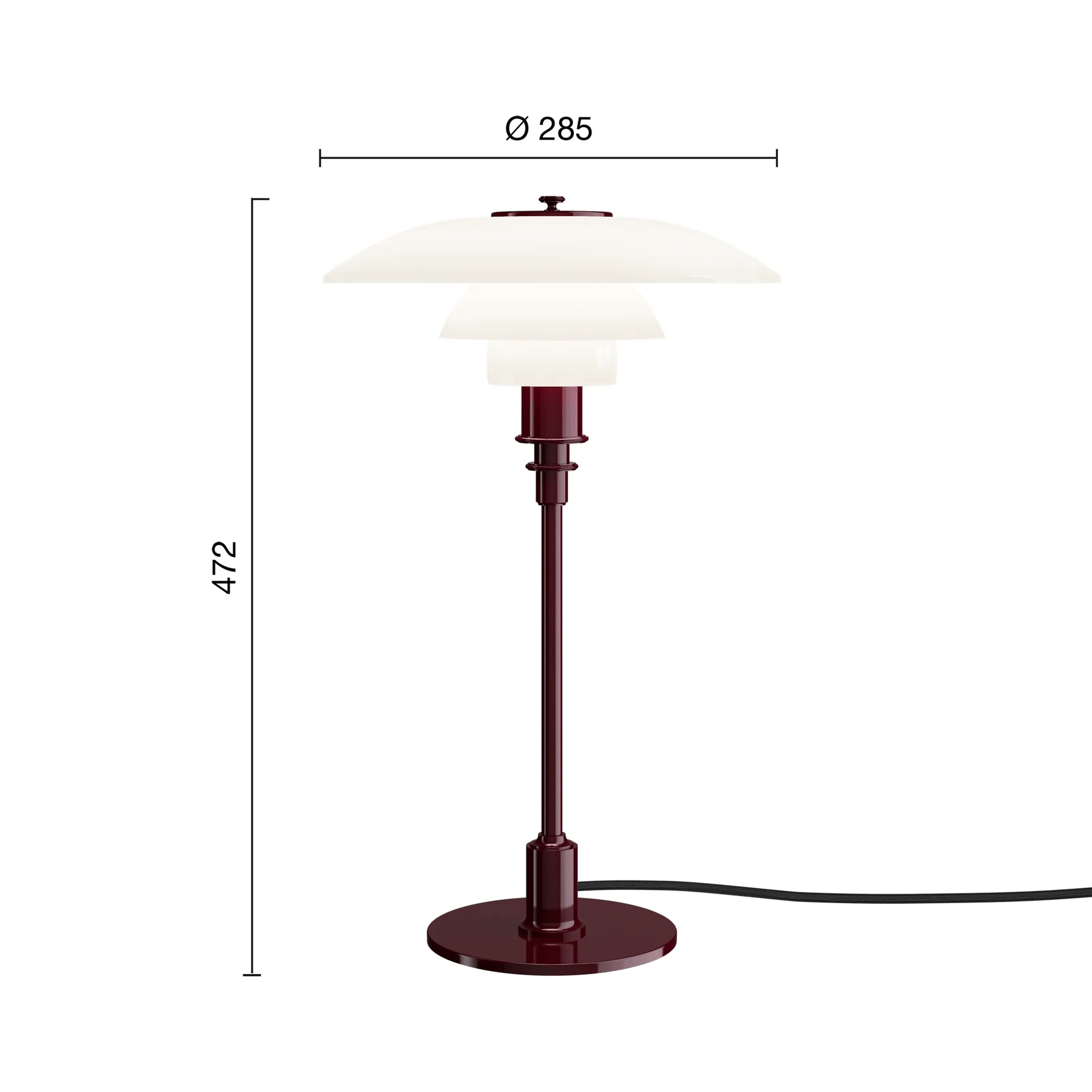 Lampada da tavolo PH 3/2, Lucido burgundy Louis Poulsen