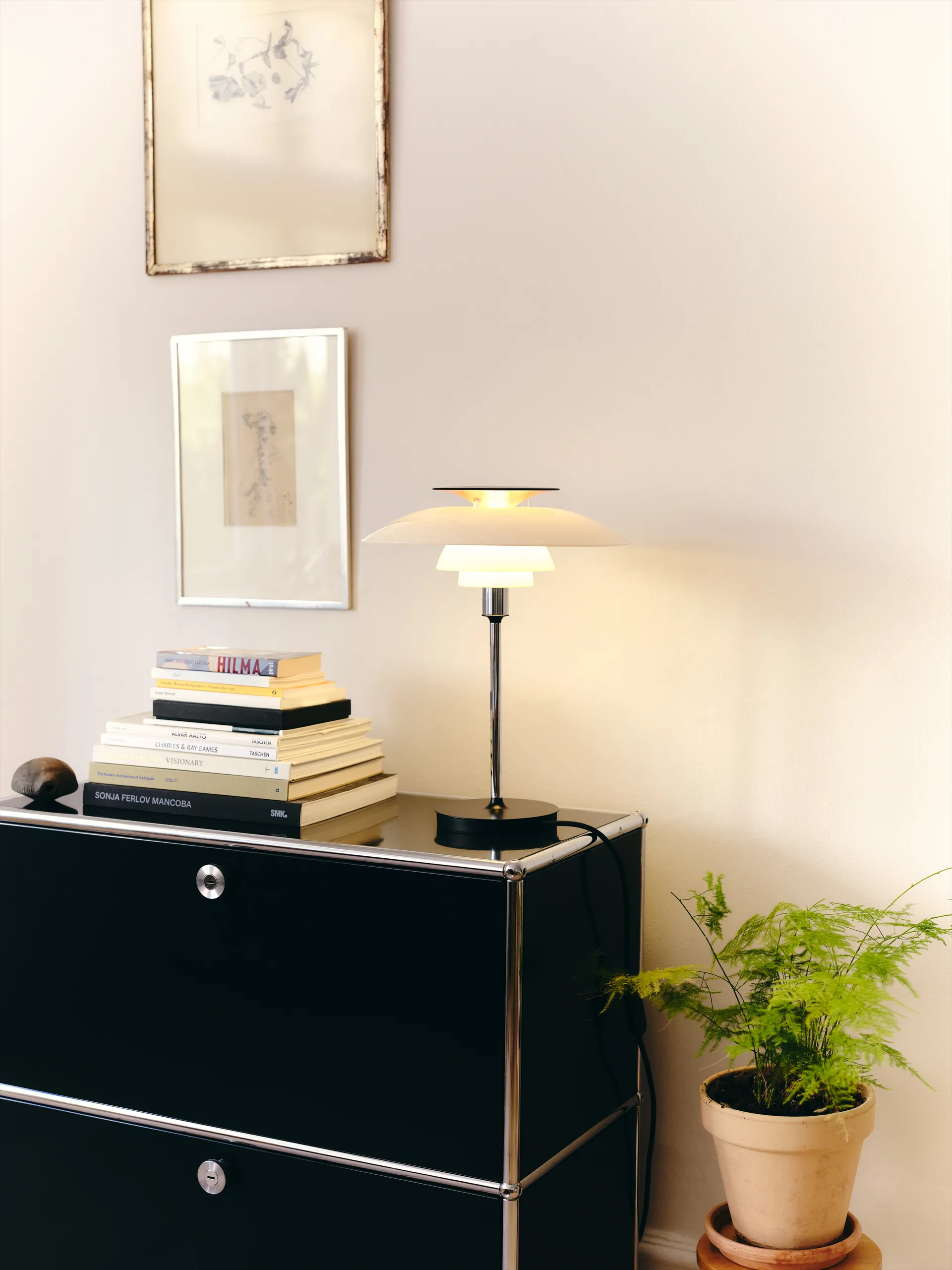 Lampada da tavolo PH 80, Opale bianco, cromato Louis Poulsen