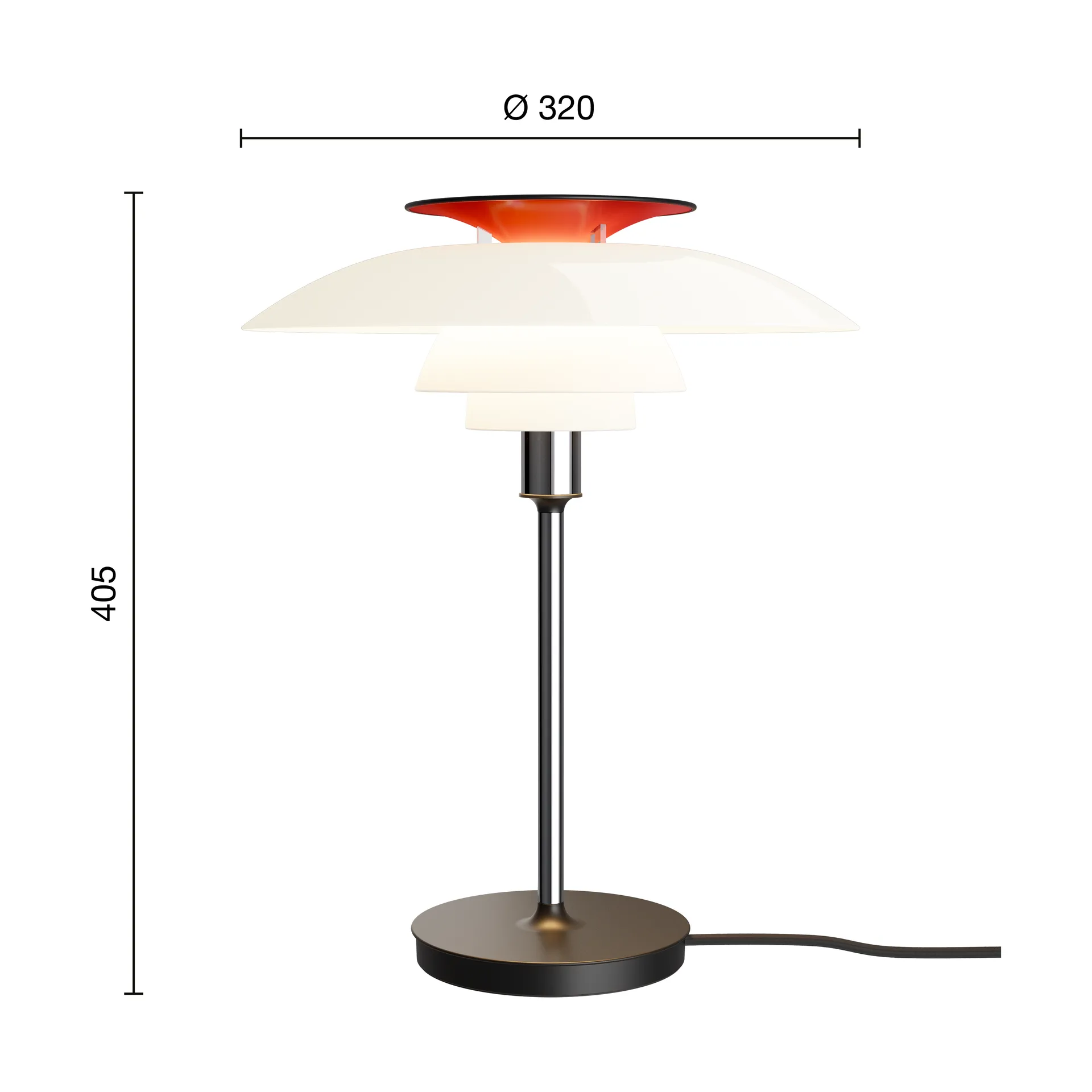 Lampada da tavolo PH 80, Opale bianco, cromato Louis Poulsen