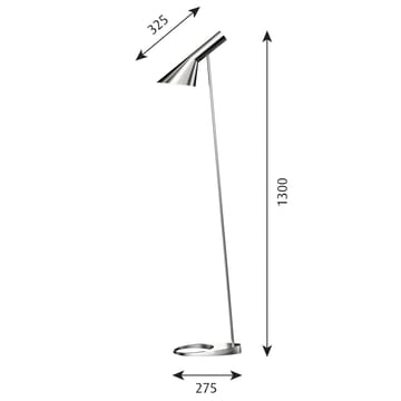 Lampada da terra AJ - Acciaio inossidabile lucidato - Louis Poulsen