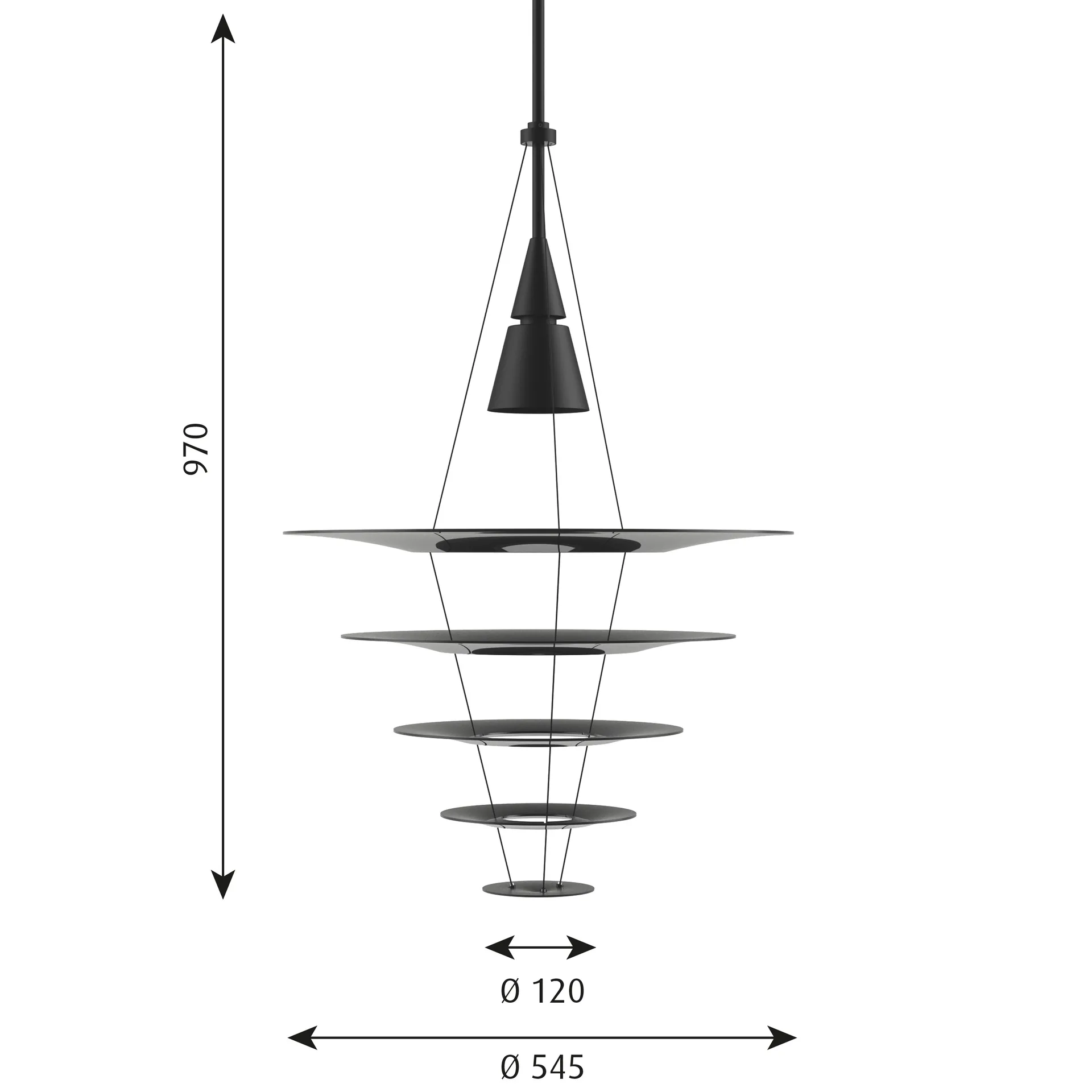 Lampadario Enigma 545, Nero Louis Poulsen