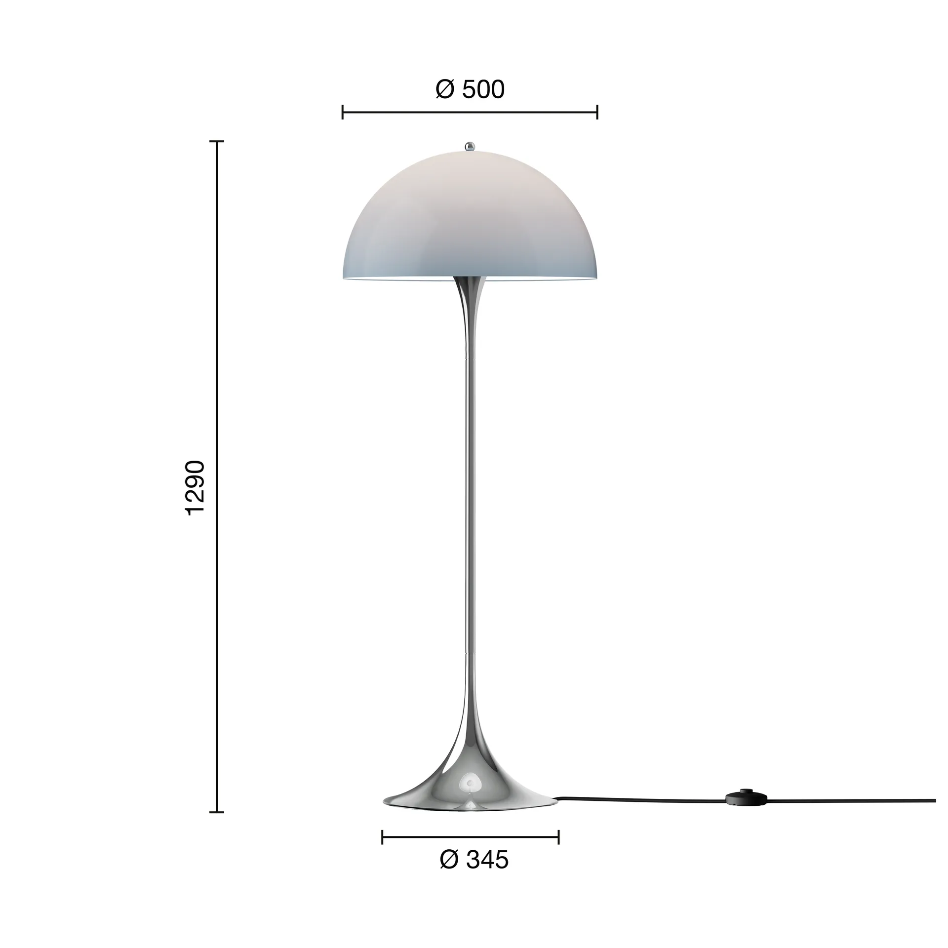 Panthella 500 lampada da terra, Original opal blue grey Louis Poulsen