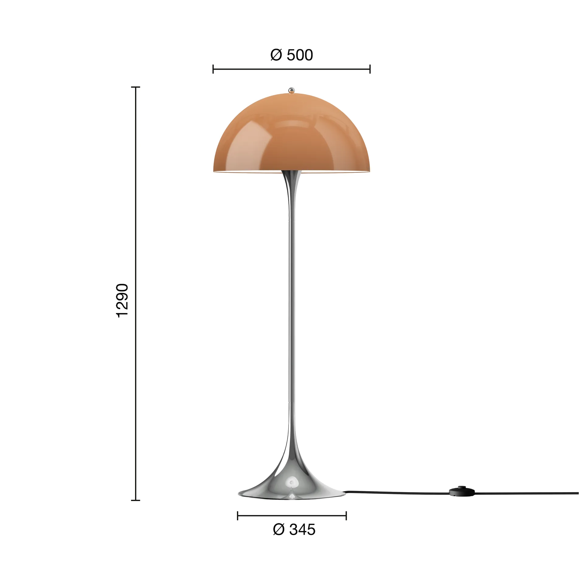Panthella 500 lampada da terra, Original opal brown Louis Poulsen