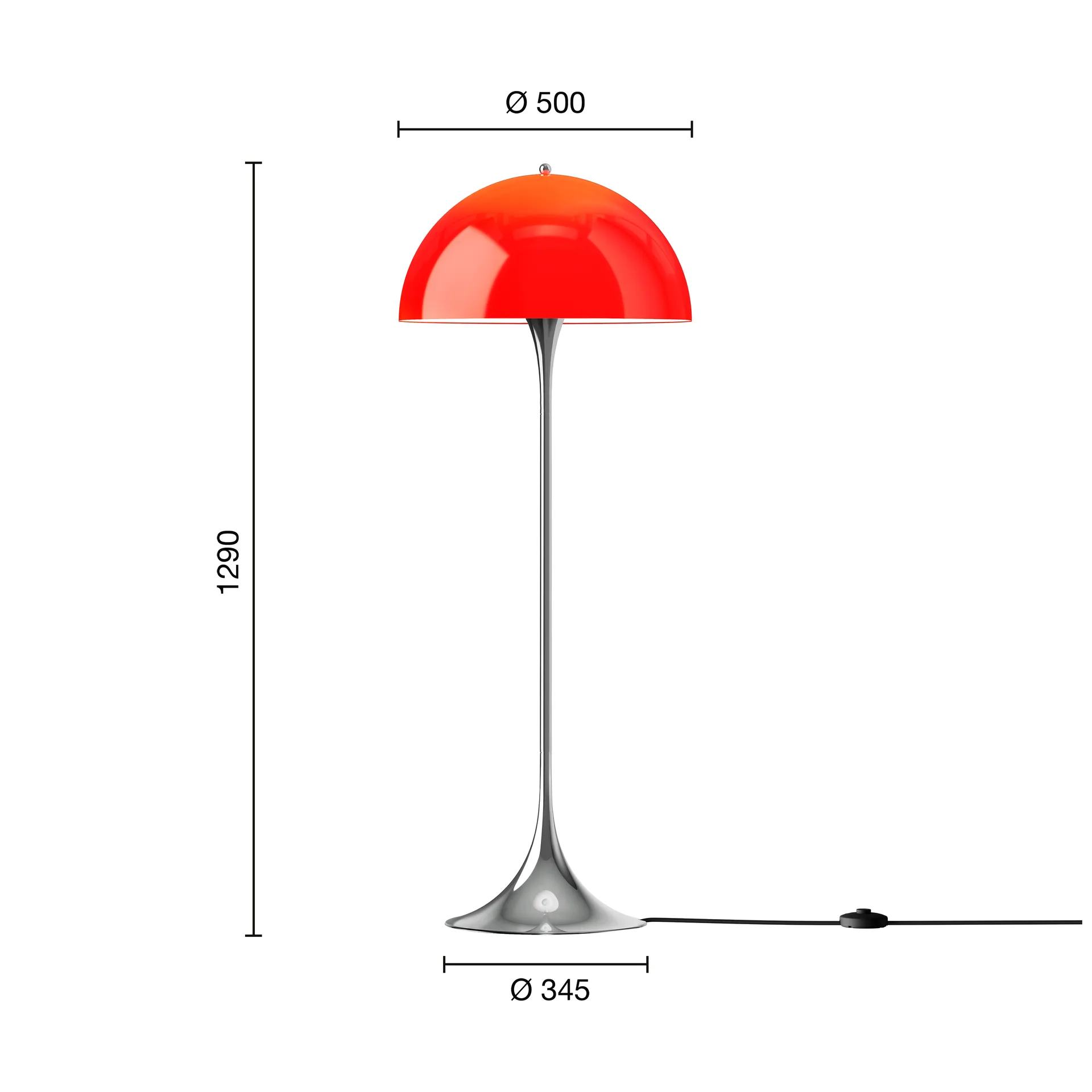 Panthella 500 lampada da terra, Original opal red Louis Poulsen
