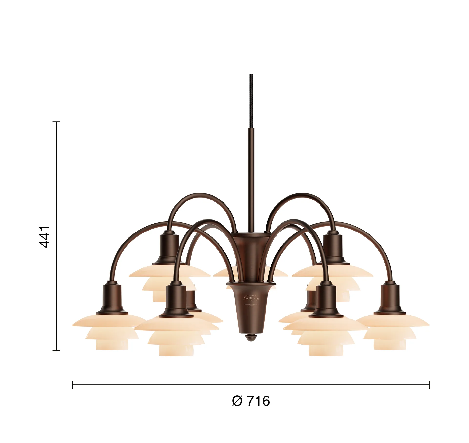PH 1/1 Chandelier Centenary Edition lampadario, Brass-dusty terracotta, 9 bracci Louis Poulsen