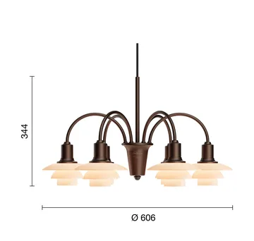 PH 1/1 Chandelier Centenary Edition lampadario - Ottone-dusty terracotta, 6 bracci - Louis Poulsen