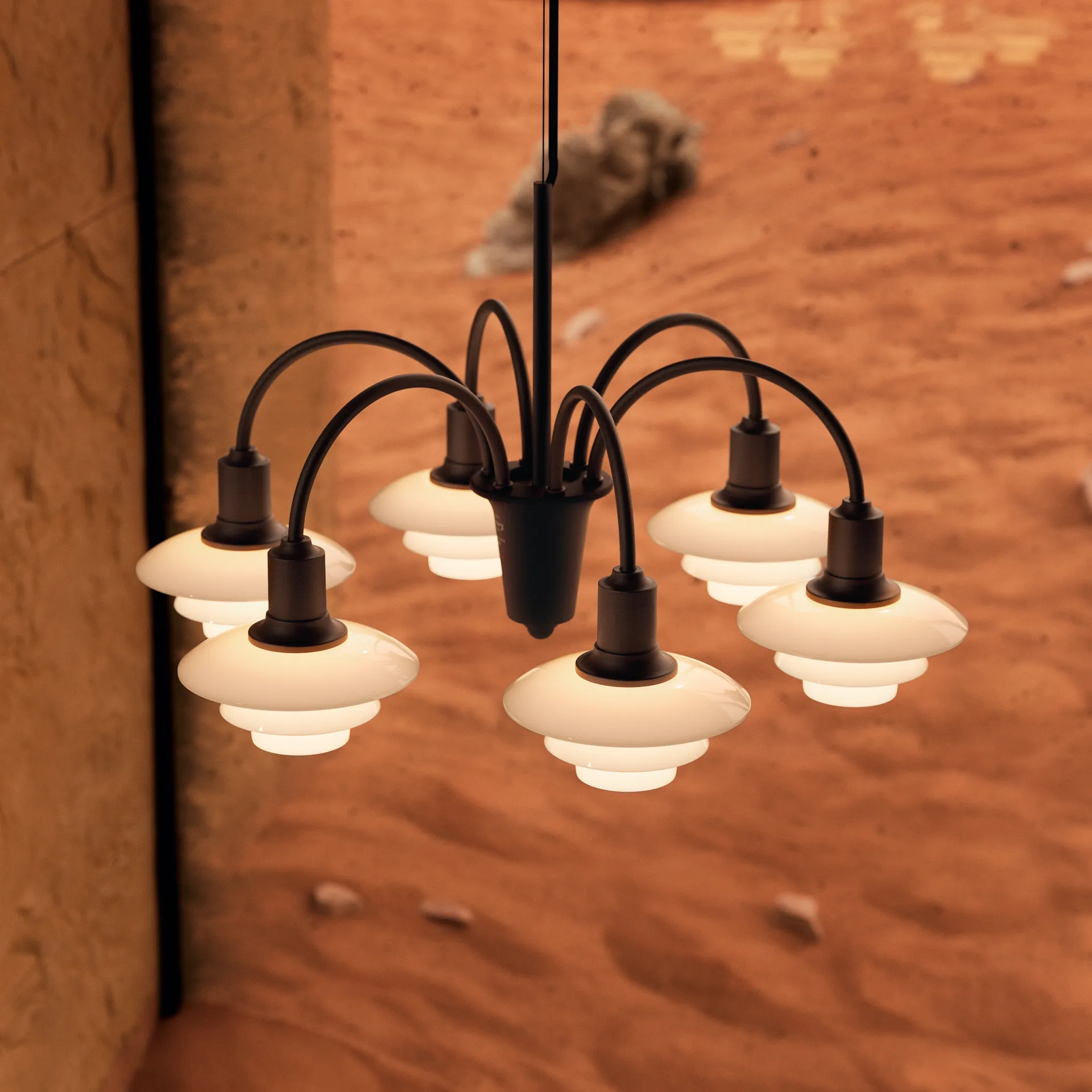 PH 1/1 Chandelier Centenary Edition lampadario, Ottone-dusty terracotta, 6 bracci Louis Poulsen