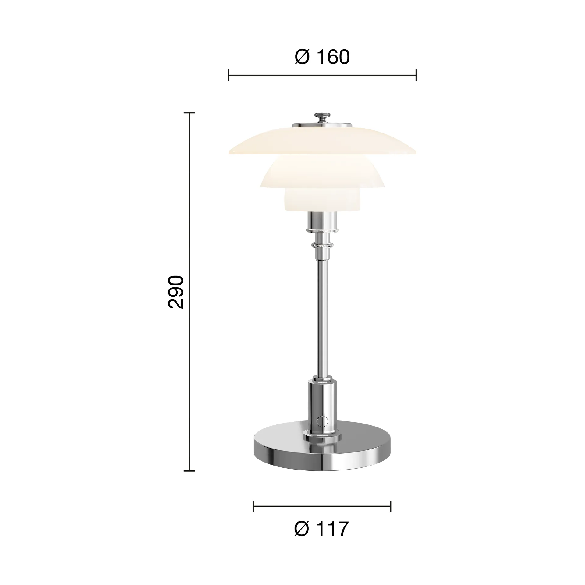 PH 1/1 lampada da tavolo portatile, Cromato Louis Poulsen