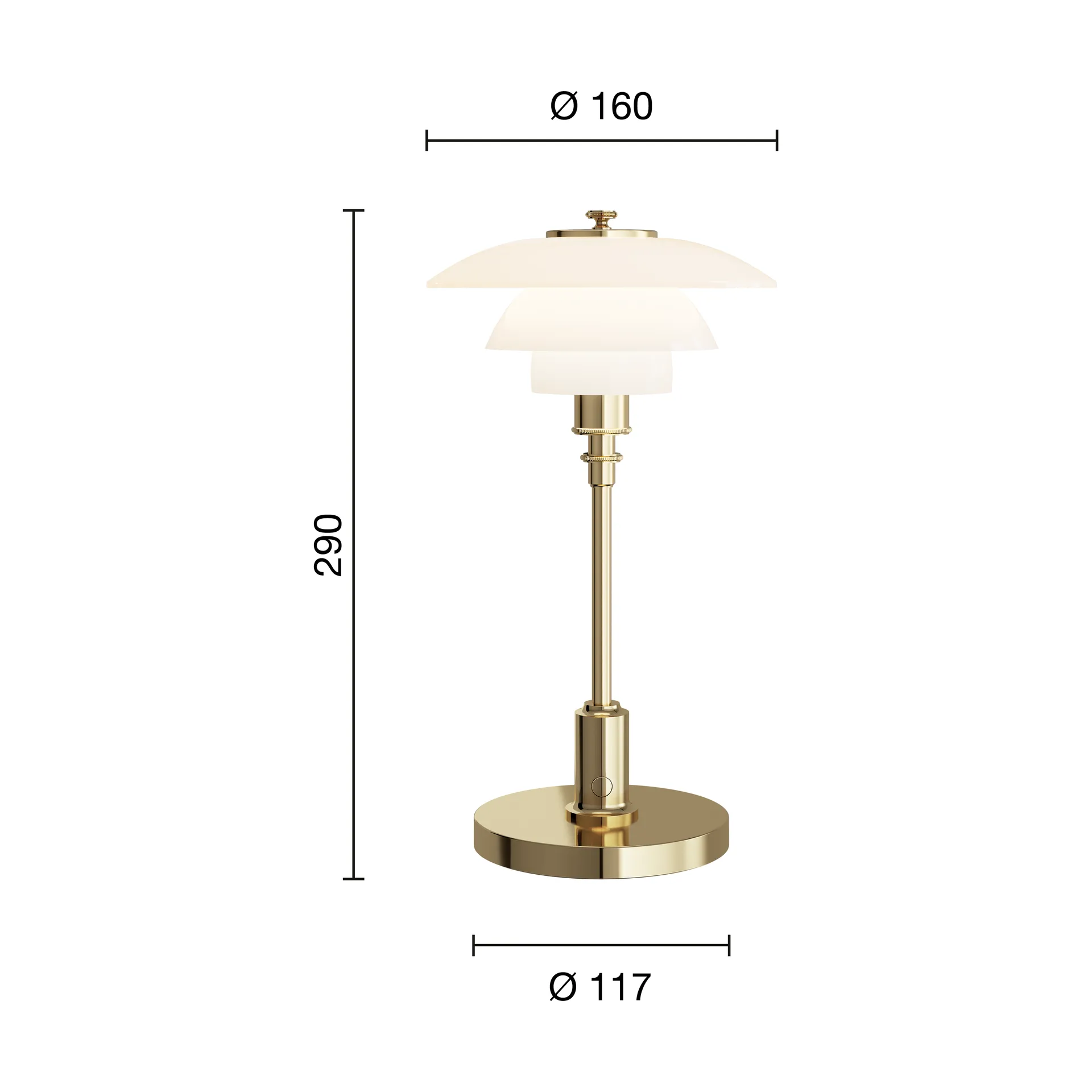 PH 1/1 lampada da tavolo portatile, Placcato in ottone Louis Poulsen