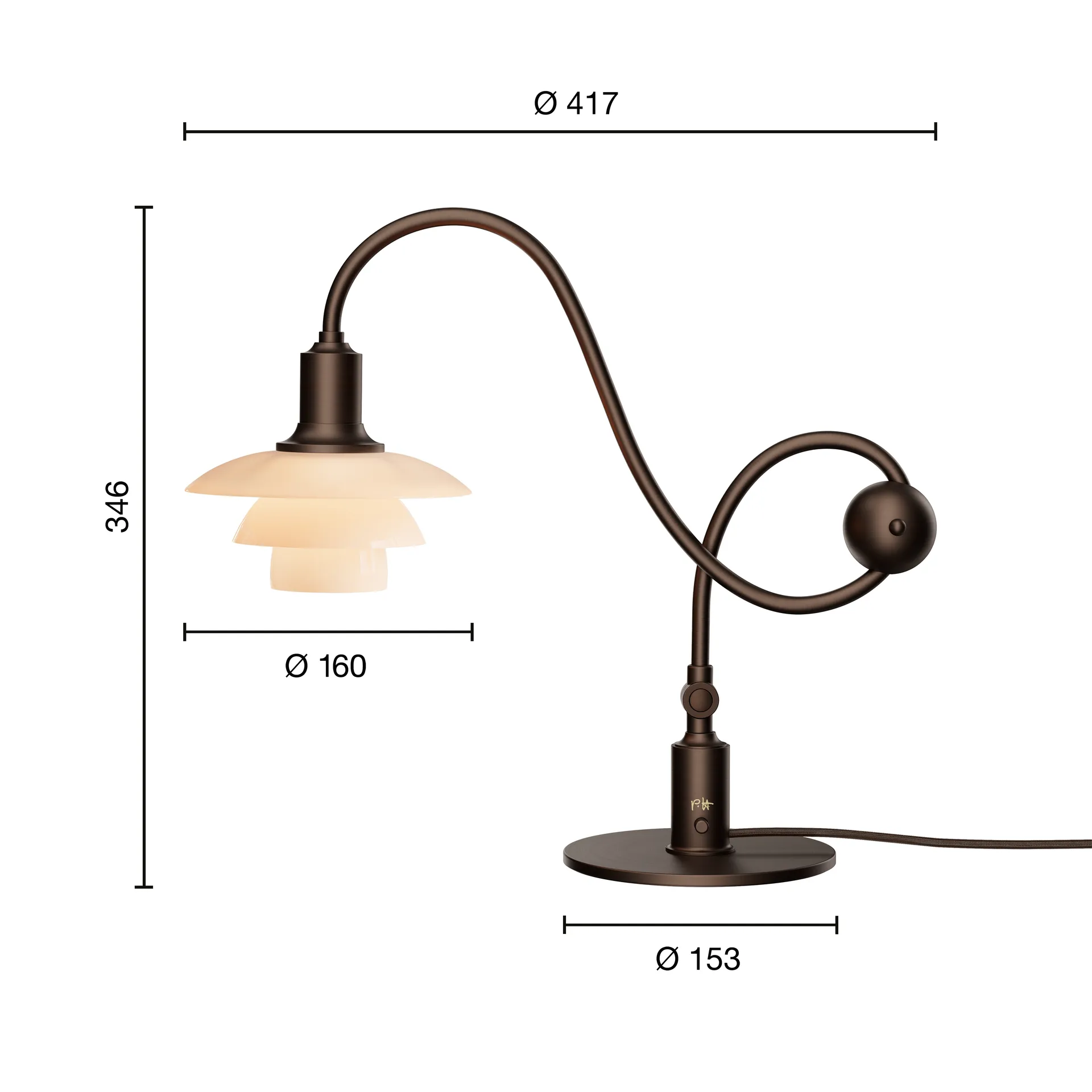 PH 1/1 Piano lampada da tavolo, Terracotta polverosa Louis Poulsen