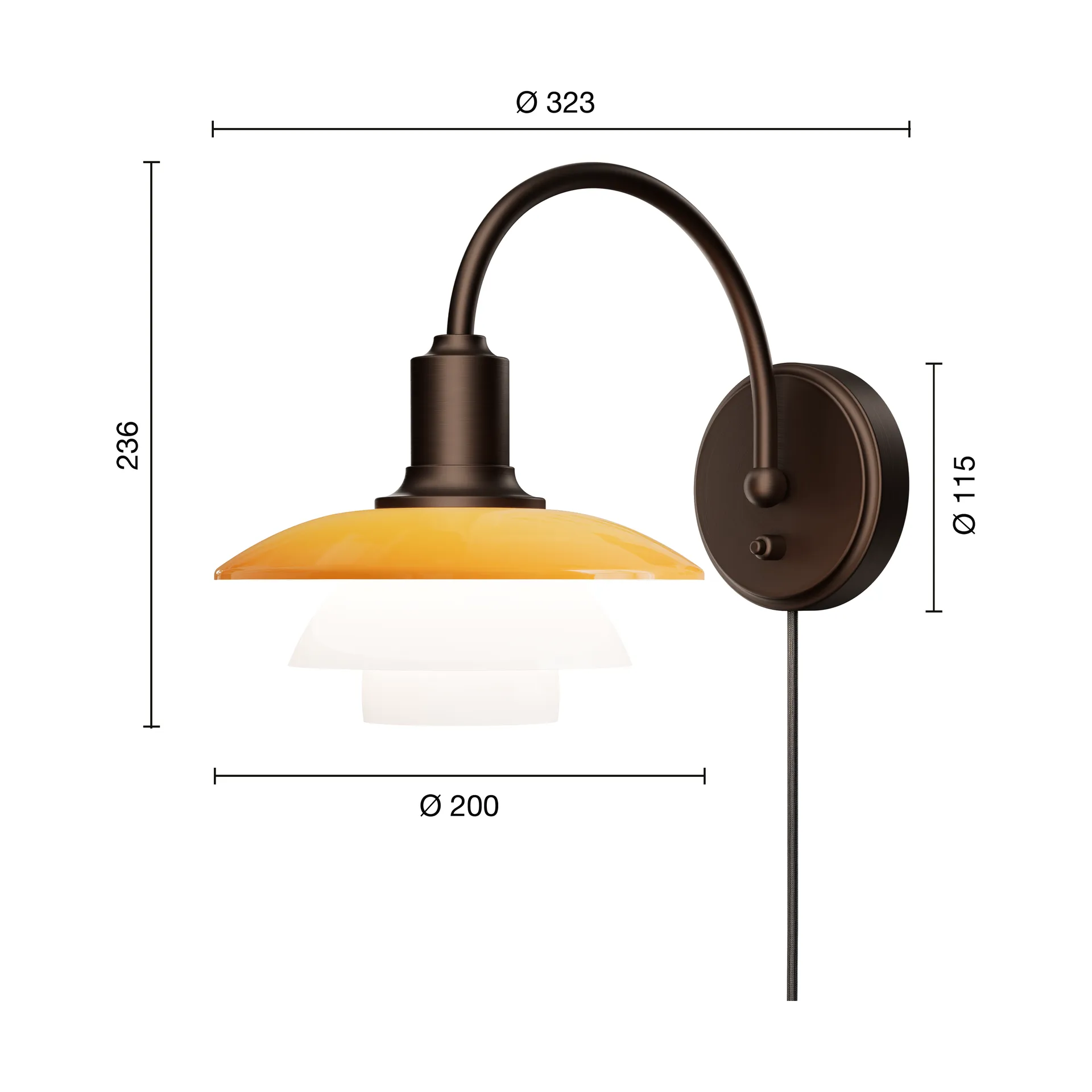 PH 2/2 Centenary Edition applique, Amber-opal white, spina elettrica Louis Poulsen