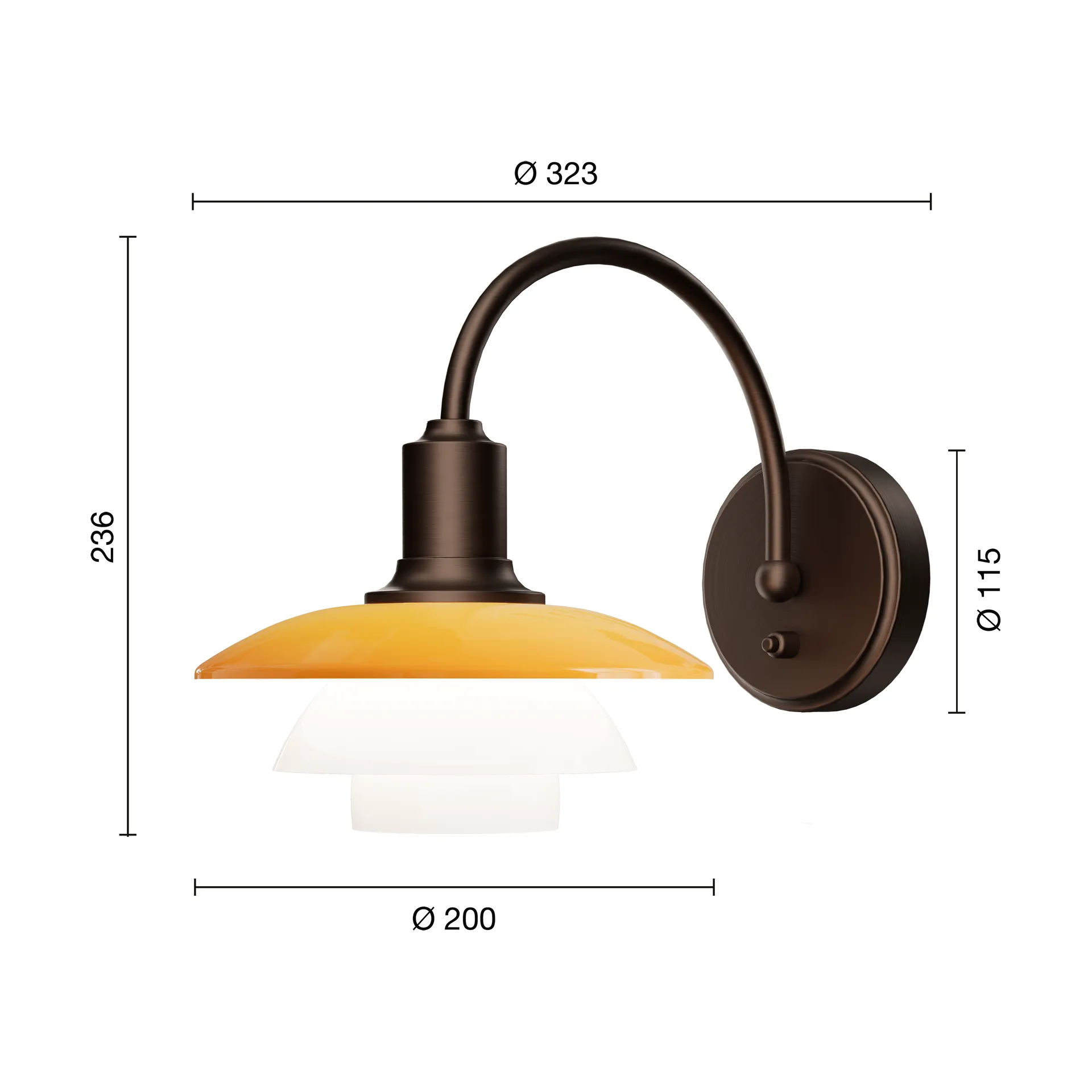 PH 2/2 Centenary Edition applique, Ambra-opal white, installazione rapida Louis Poulsen