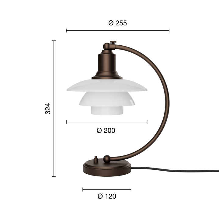 PH 2/2 Luna, Aged brass-vetro opalino Louis Poulsen
