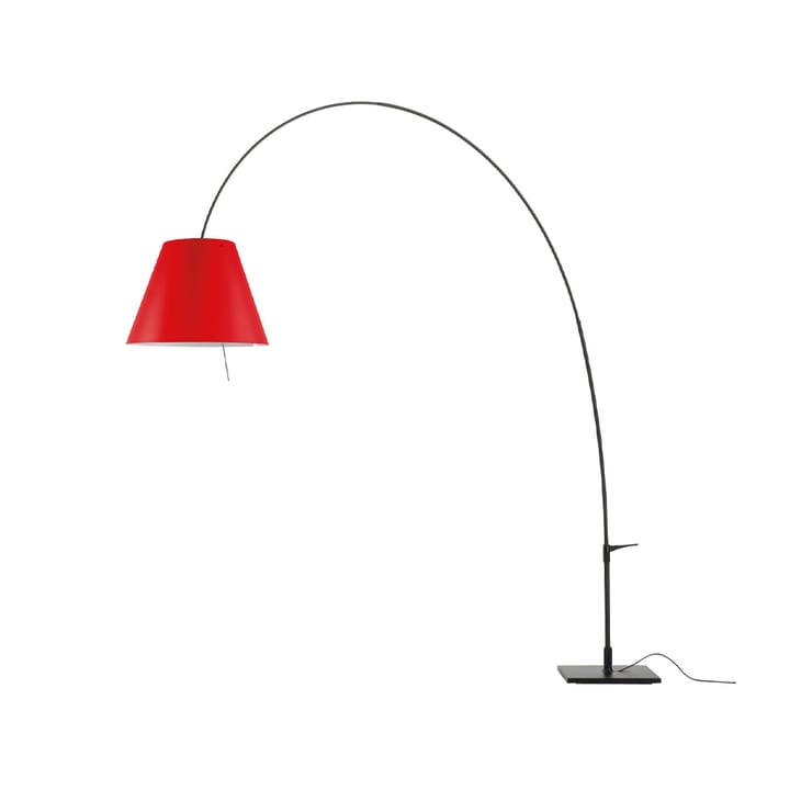 Lampada da pavimento Lady Costanza D13E d - paralume rosso, struttura laccata in nero - Luceplan