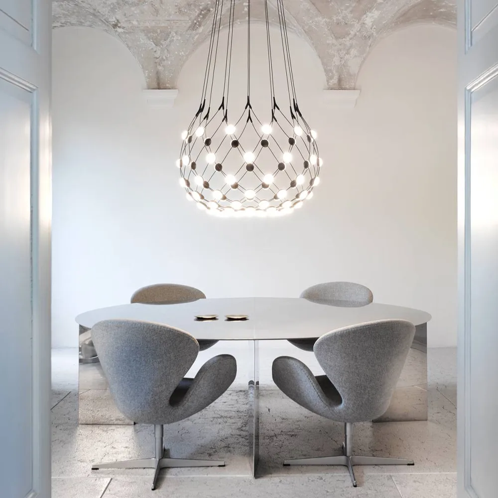 Lampadario Mesh, nero, medio Luceplan