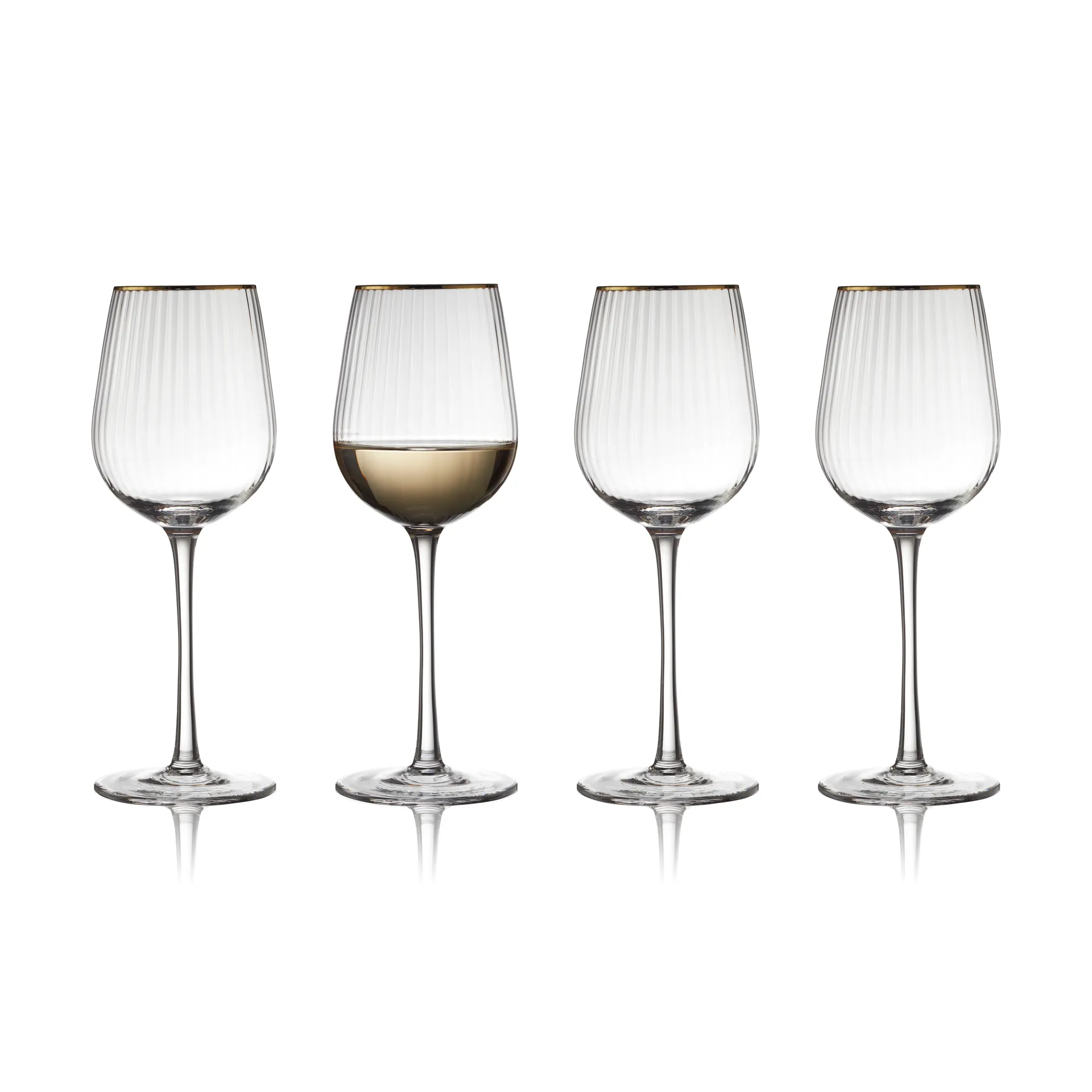 Calice da vino bianco Palermo Gold da 30 cl, confezione da 4, Chiaro-oro Lyngby Glas