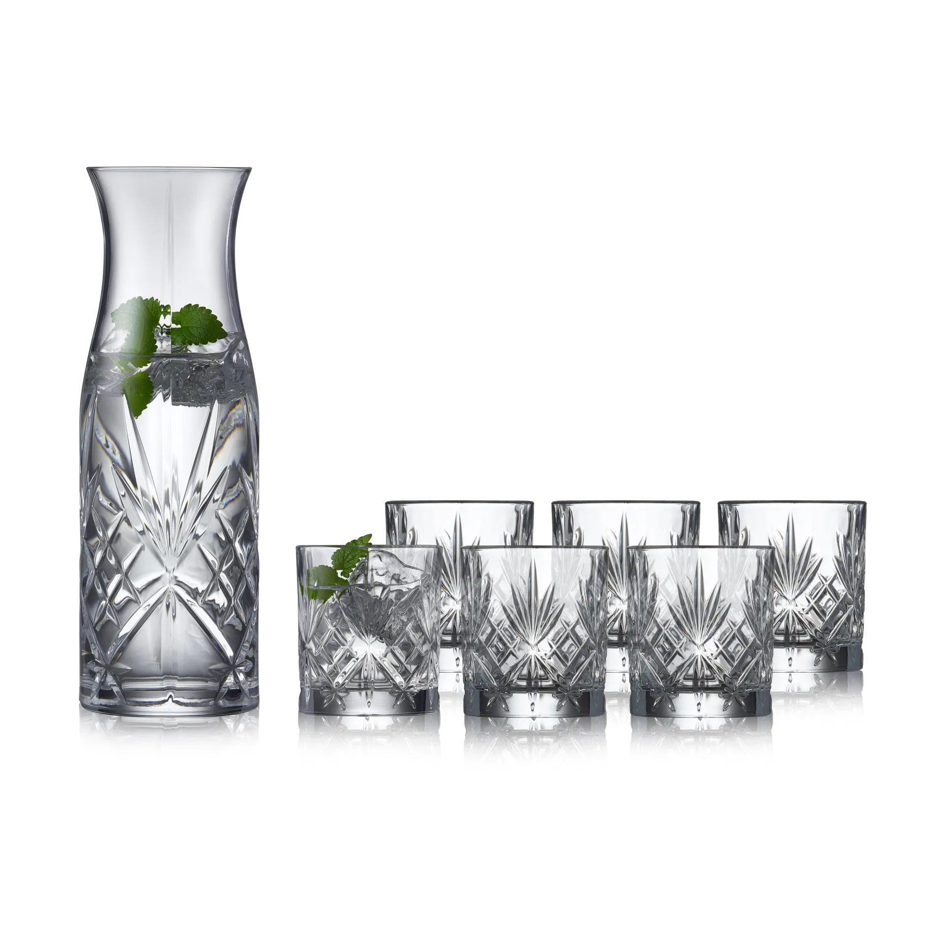 Caraffa Melodia e bicchiere, 7 pezzi, Cristallo Lyngby Glas