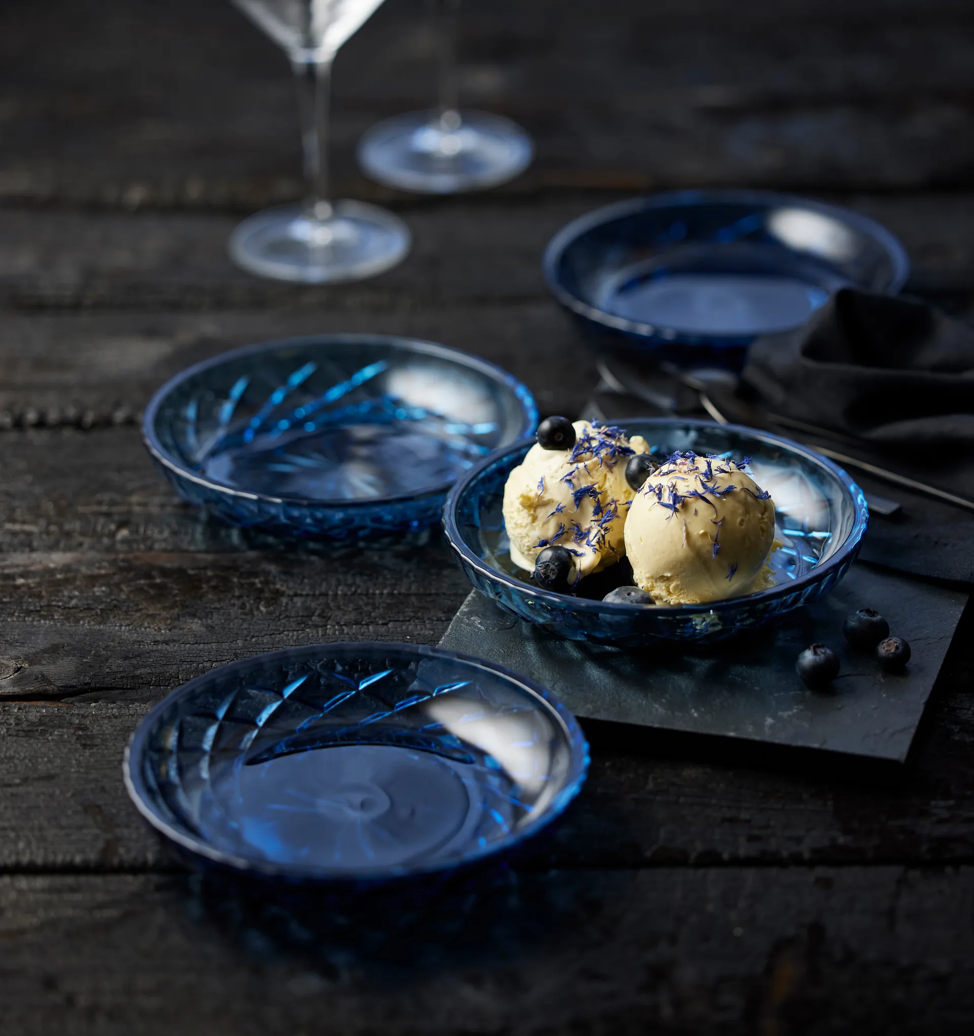 Piattino Sorrento, Ø 16 cm, confezione da 4, Blu Lyngby Glas