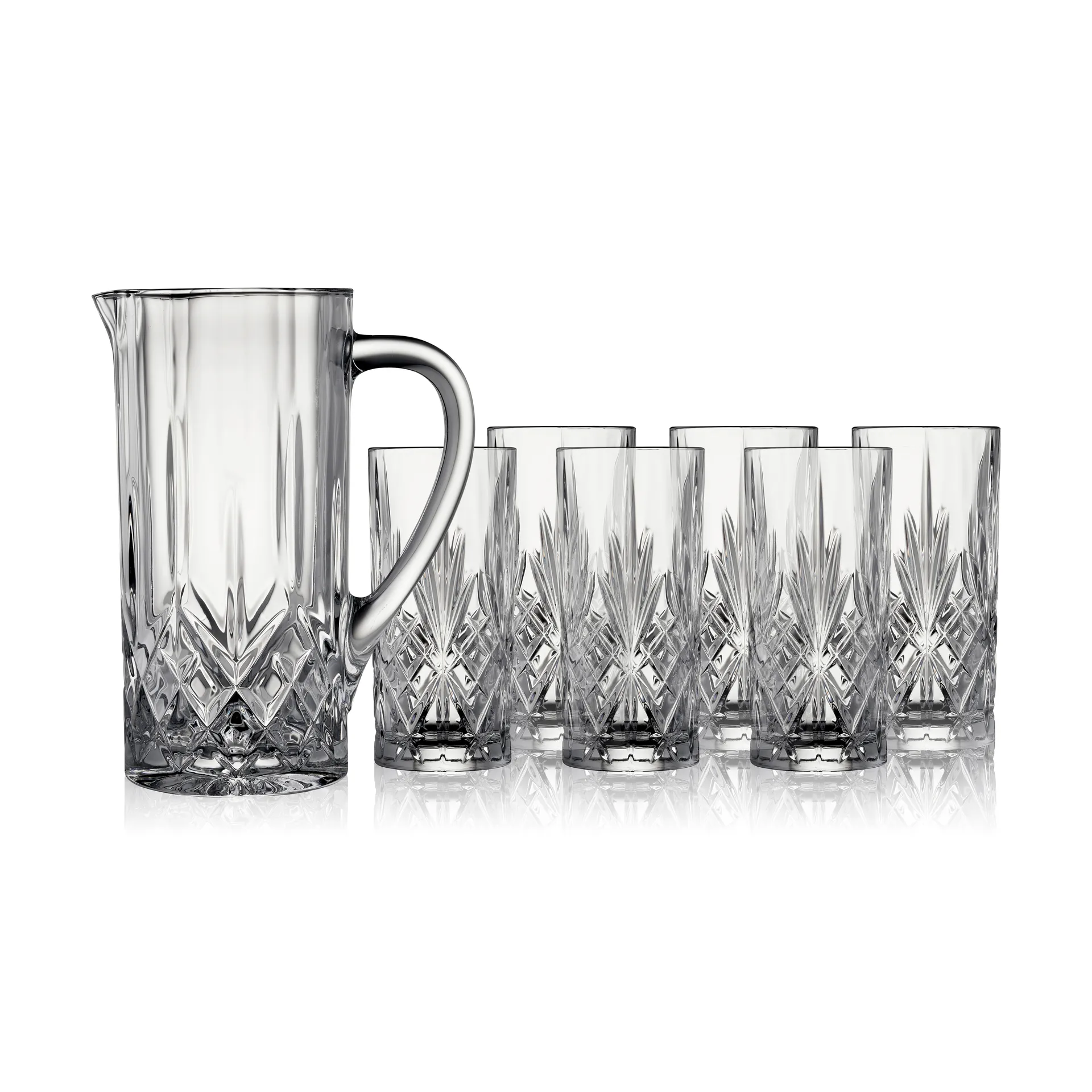Set brocca e bicchieri highball Melodia, 7 pezzi, Cristallo Lyngby Glas