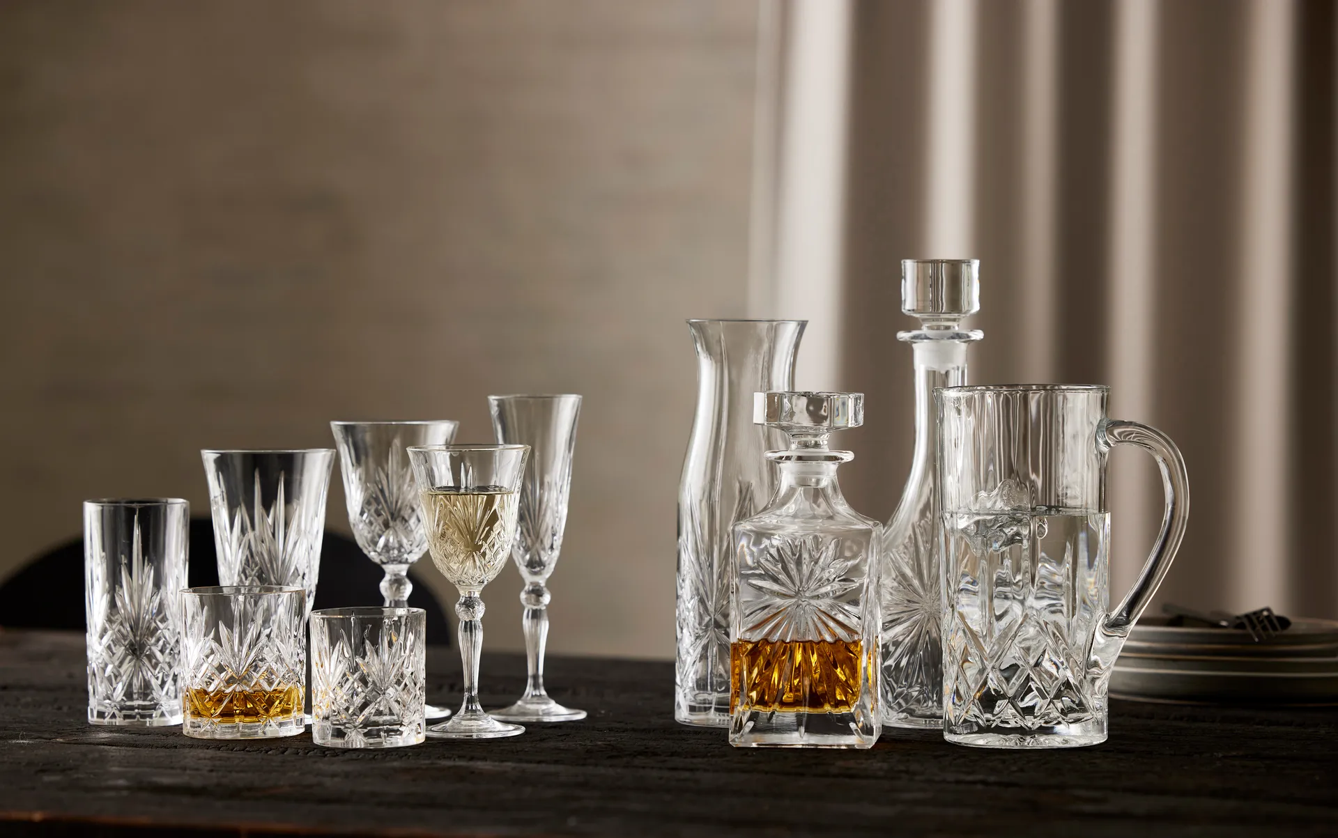 Set brocca e bicchieri highball Melodia, 7 pezzi, Cristallo Lyngby Glas