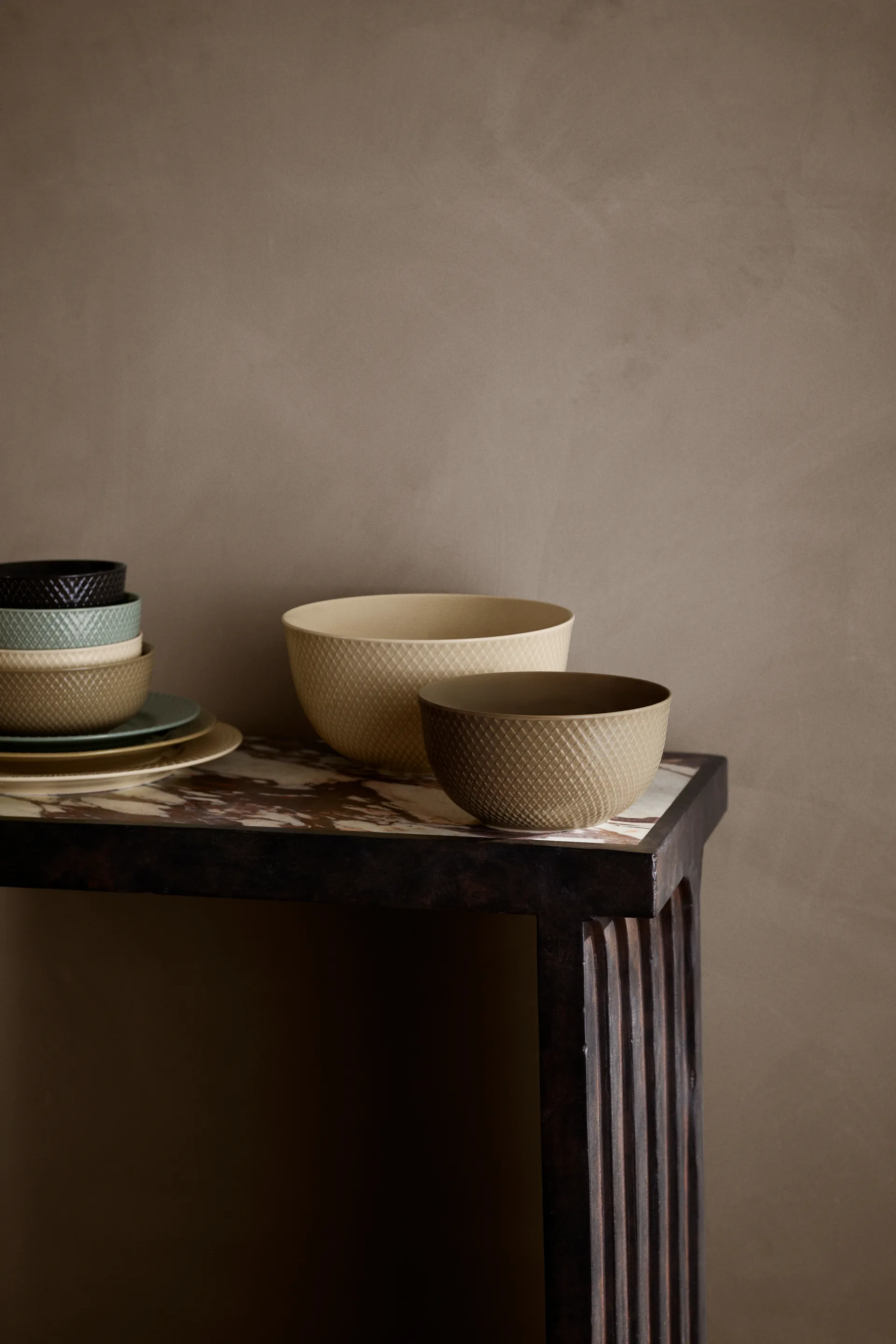 Ciotola da portata Rhombe Ø22 cm, Marmo Lyngby Porcelæn