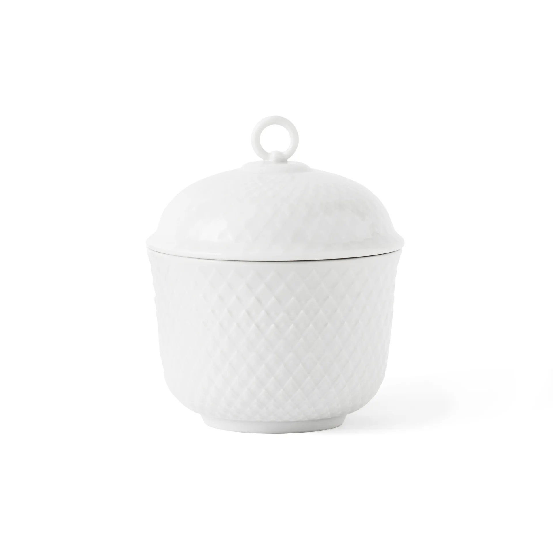 Ciotola Rhombe con coperchio Ø8.5 cm, Bianco Lyngby Porcelæn