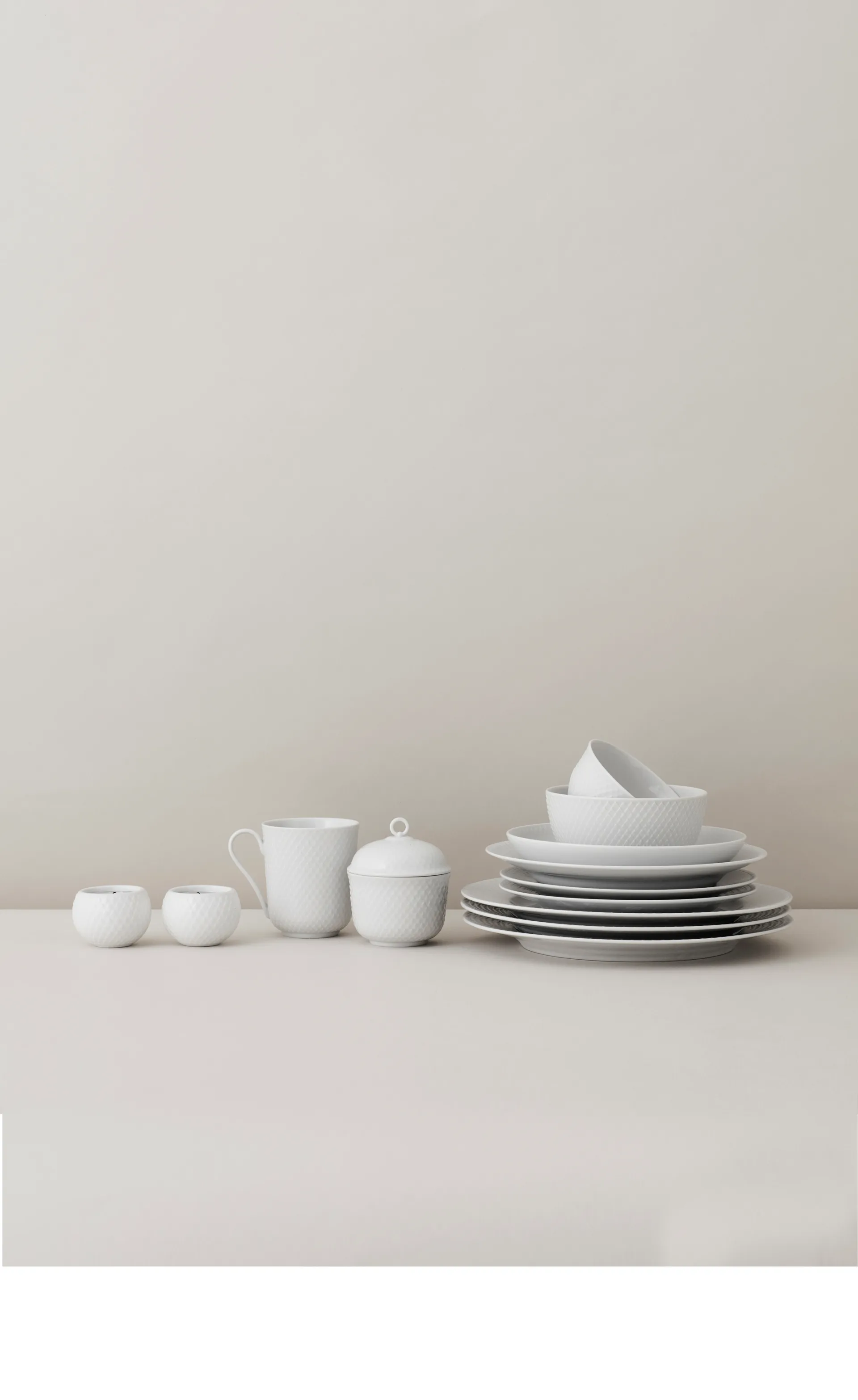 Ciotola Rhombe con coperchio Ø8.5 cm, Bianco Lyngby Porcelæn